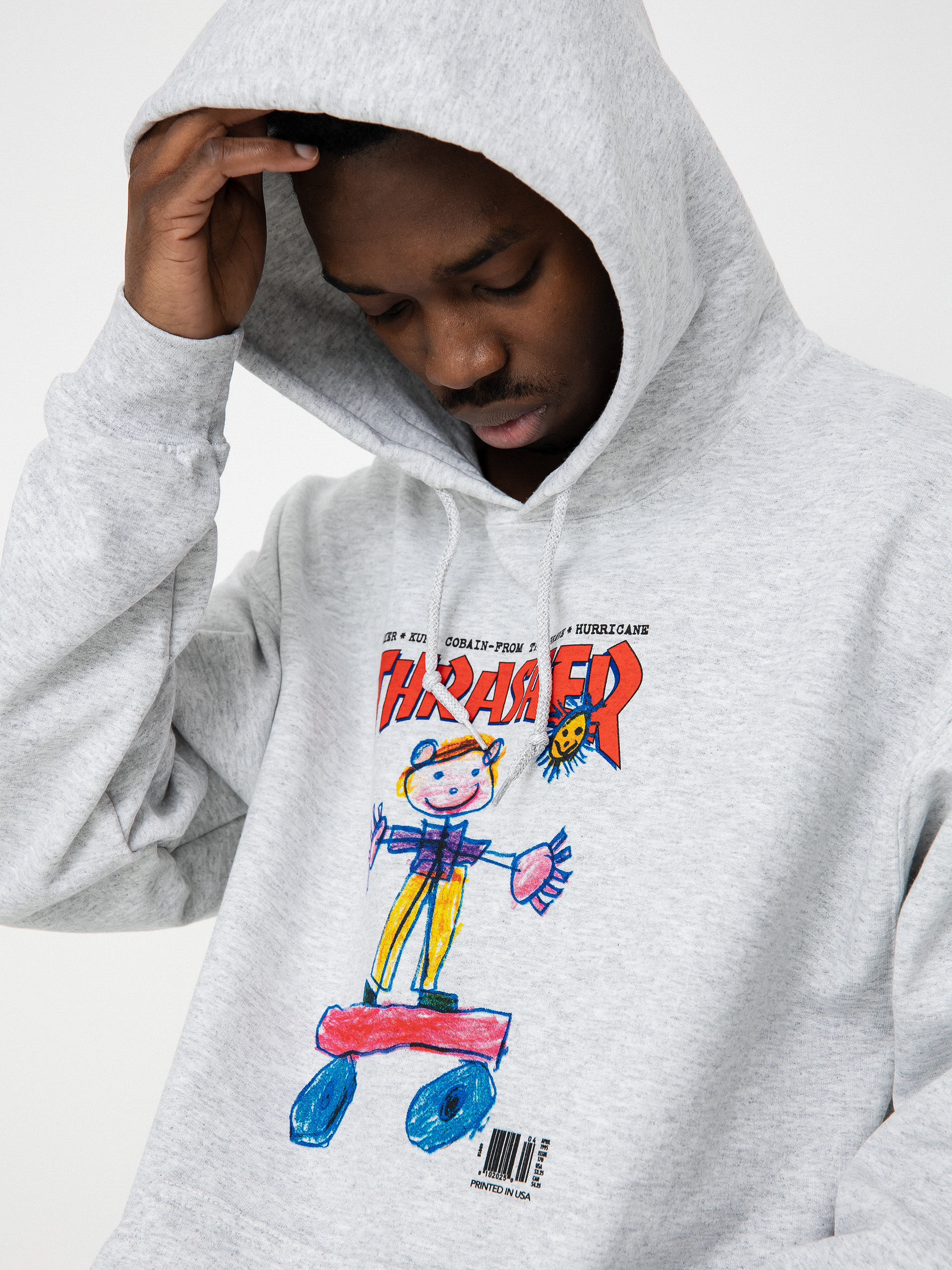 Mikina s kapucí Thrasher Kid Cover HD (ash)