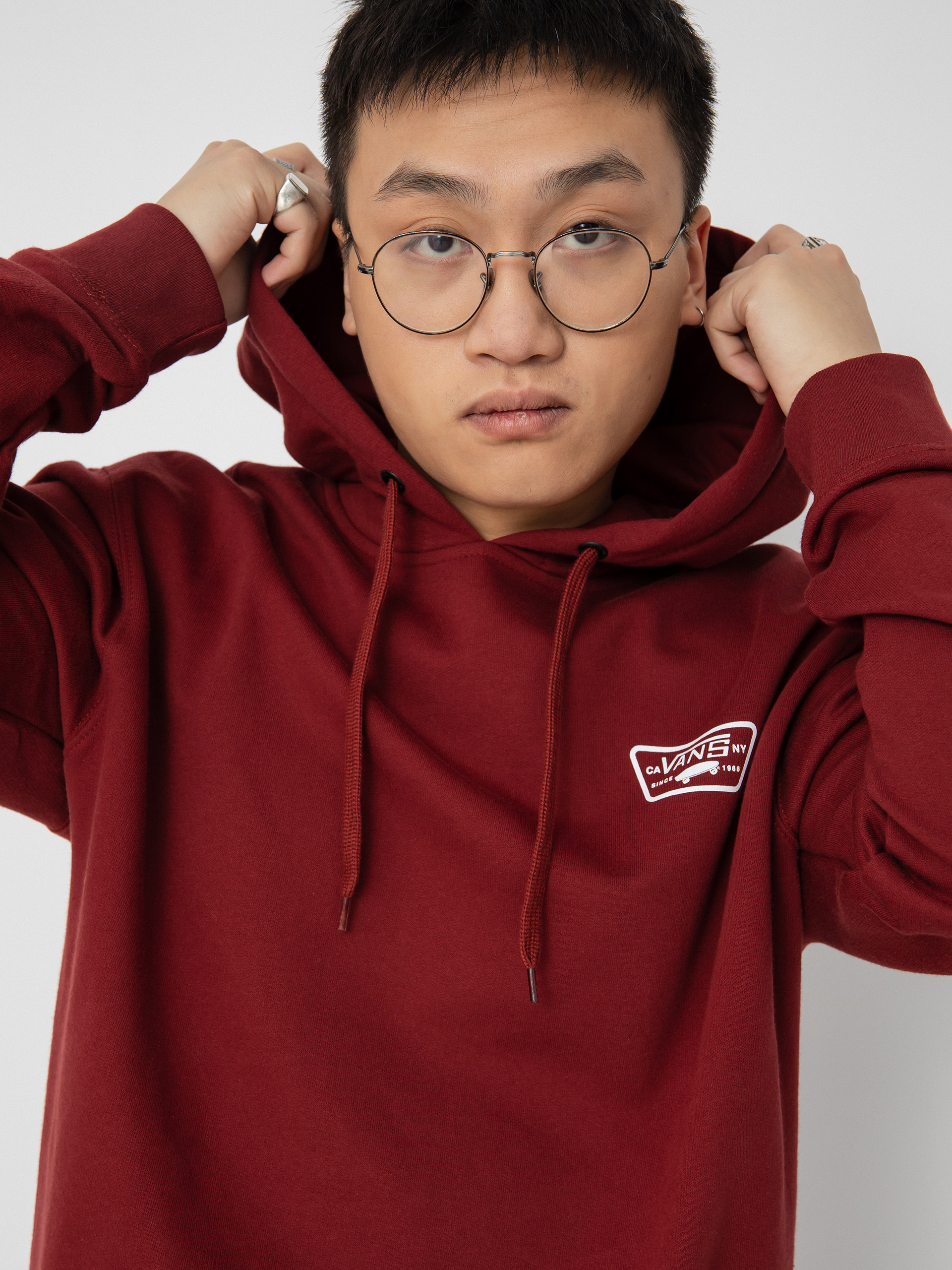 Mikina s kapucí Vans Full Patched II HD (syrah)