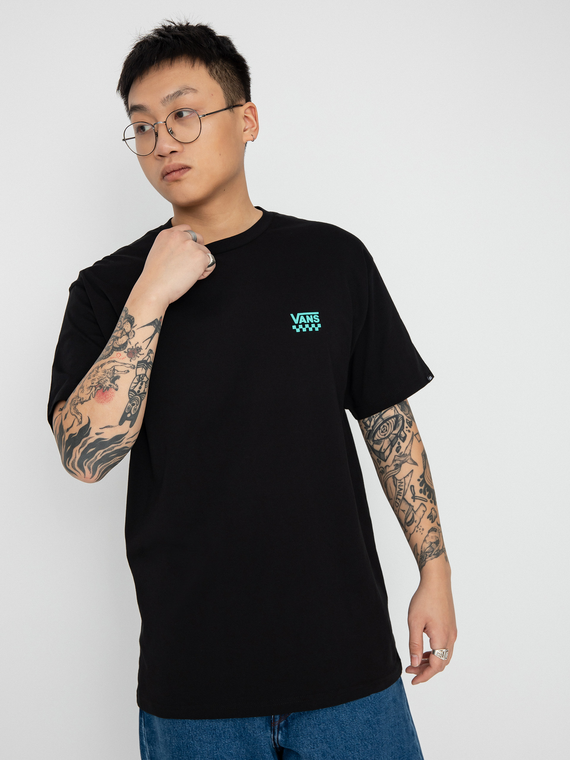 Tričko Vans Left Chest Logo II (black/waterfall)