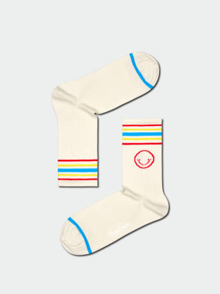 Ponožky Happy Socks Happy Striped 3/4 Crew (white)