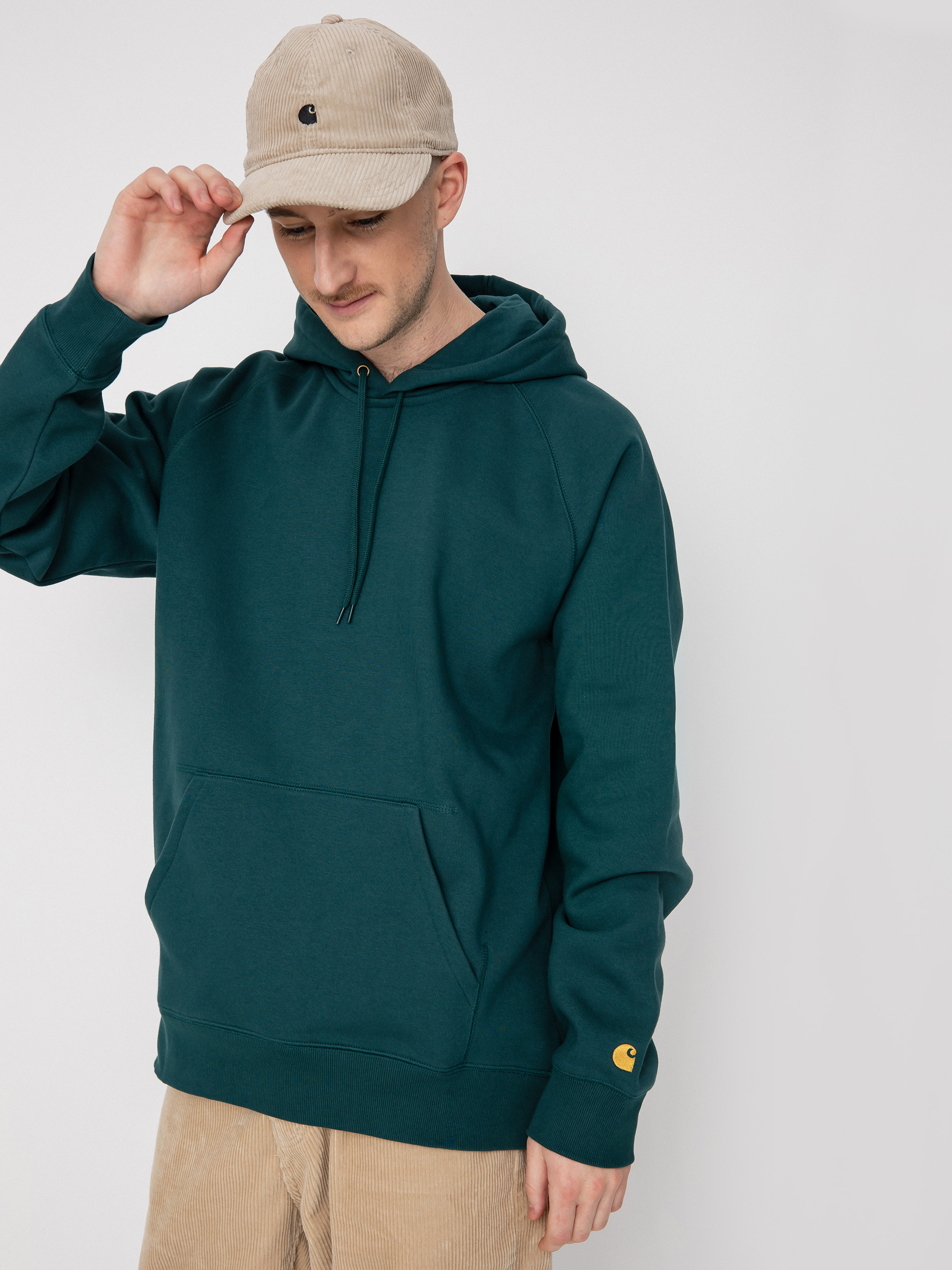 Mikina s kapucí Carhartt WIP Chase HD (botanic/gold)