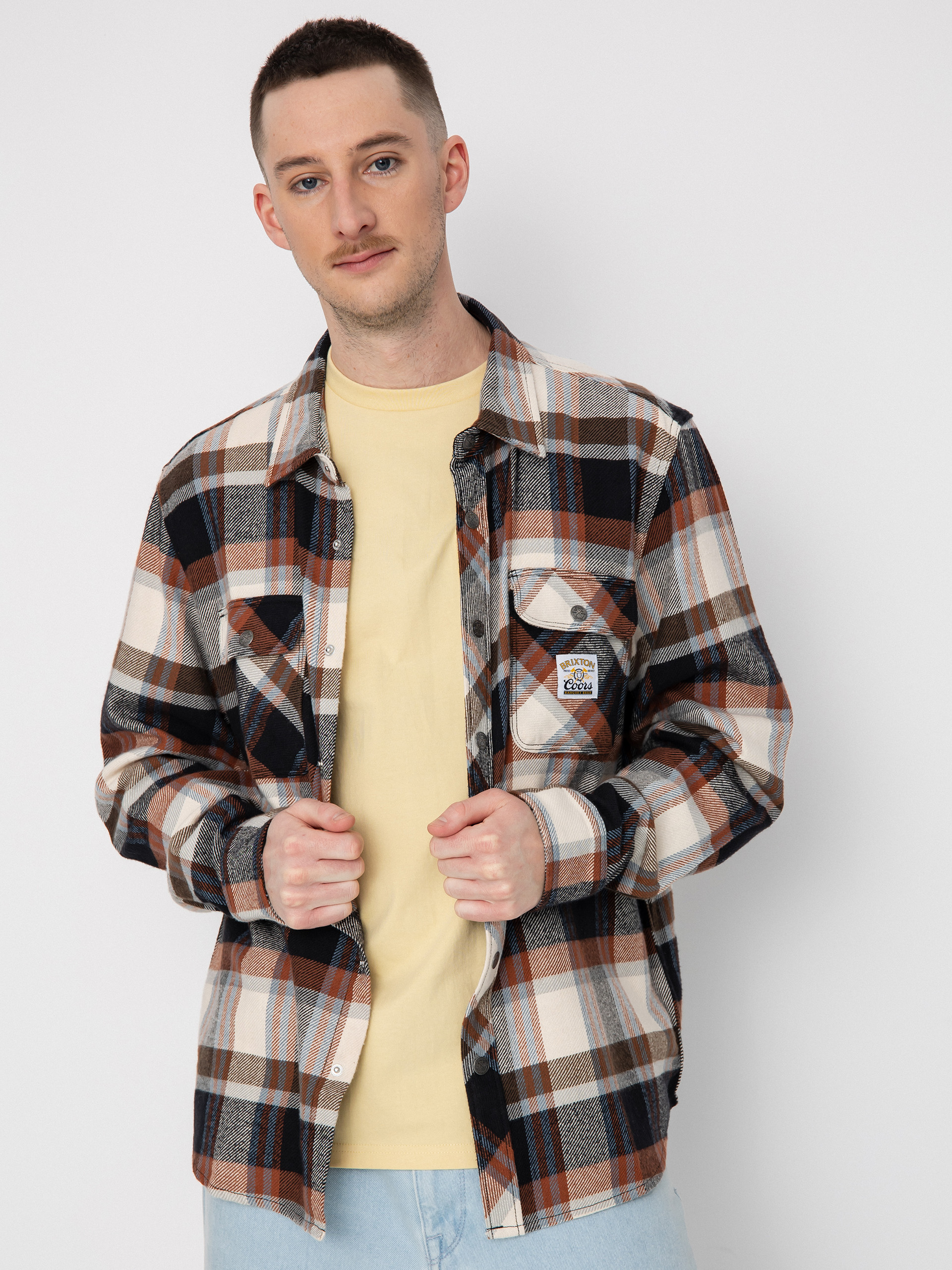 Košile Brixton Coors Pow Bowery Flannel Ls (river blue/off white)