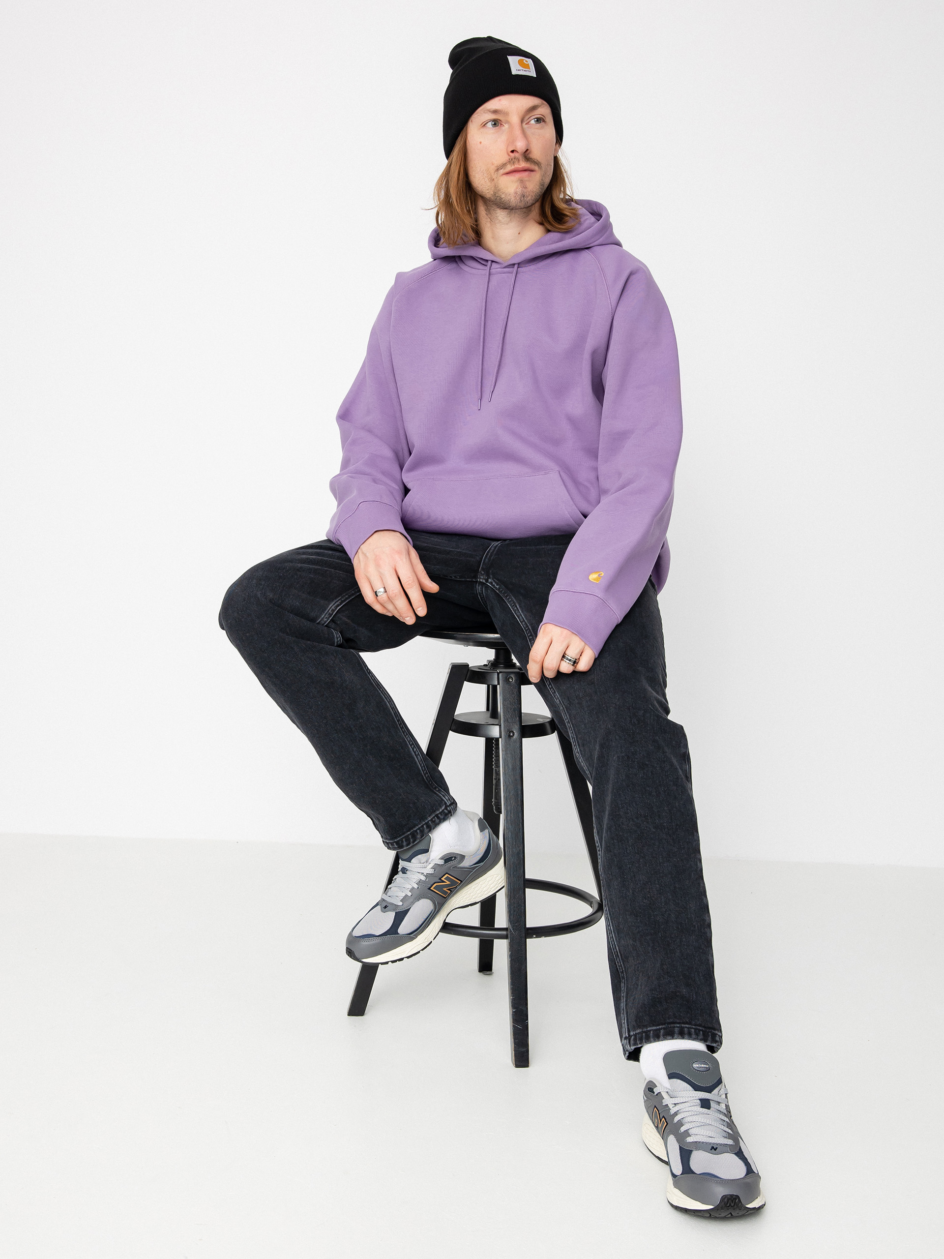 Mikina s kapucí Carhartt WIP Chase HD (violanda/gold)