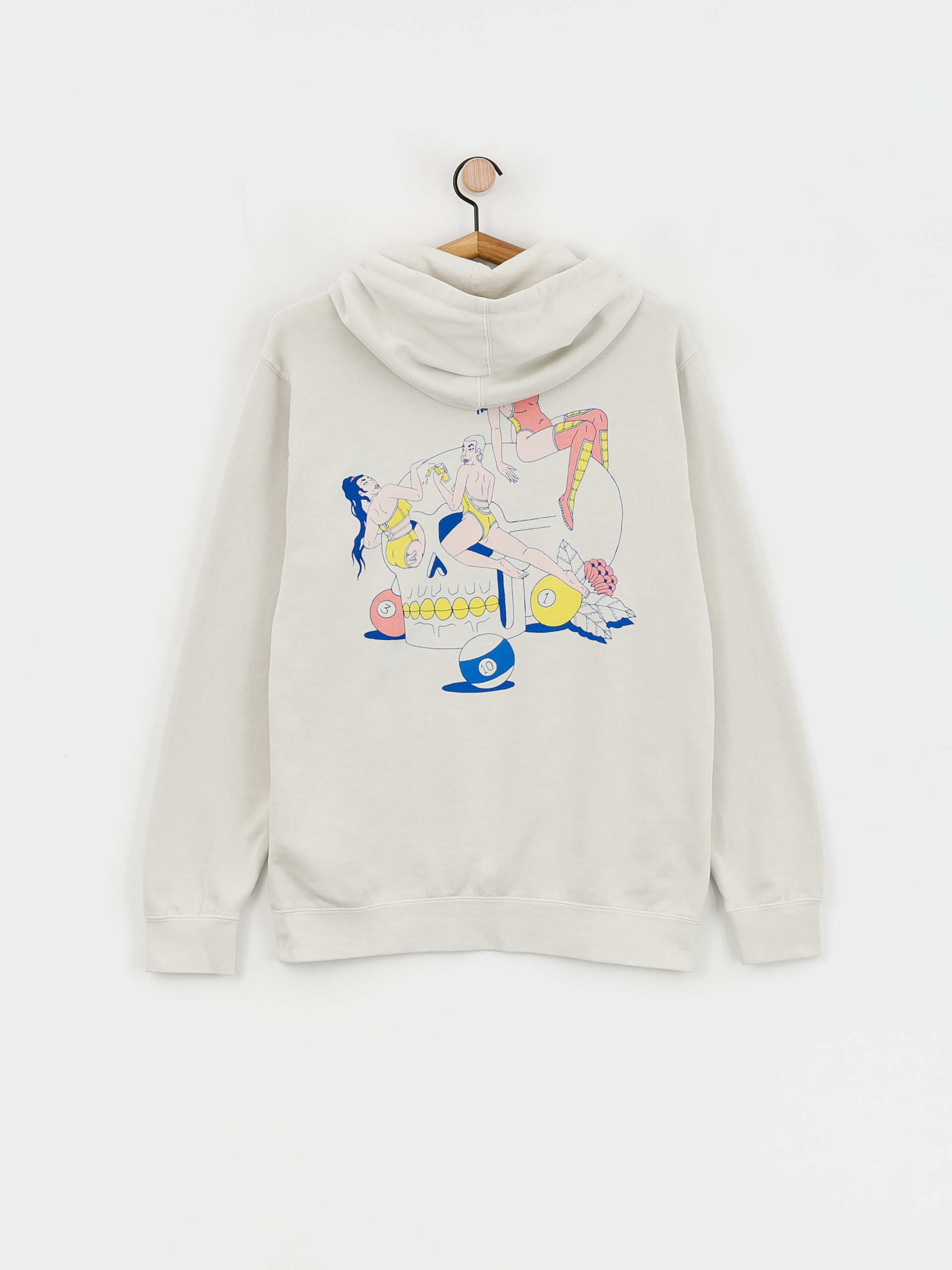 Mikina s kapucí RVCA Skull Club HD (silver bleach)