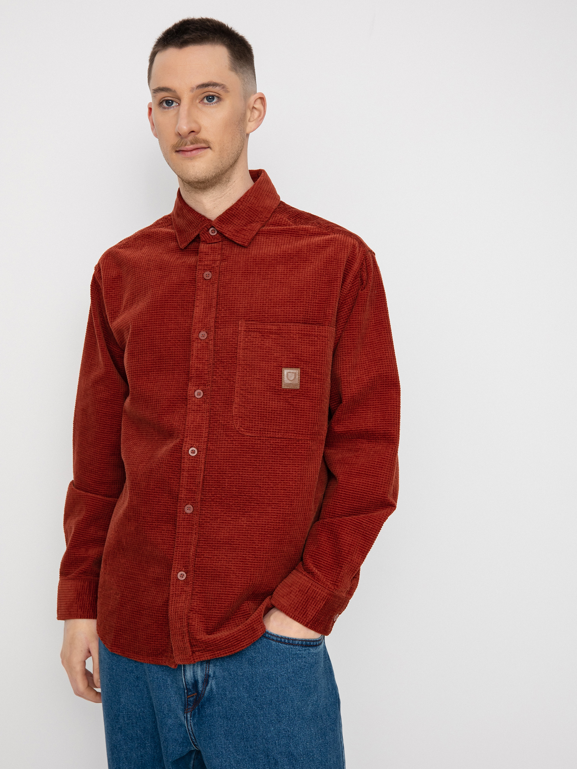 Košile Brixton Porter Waffle Corduroy Ls (burnt henna)