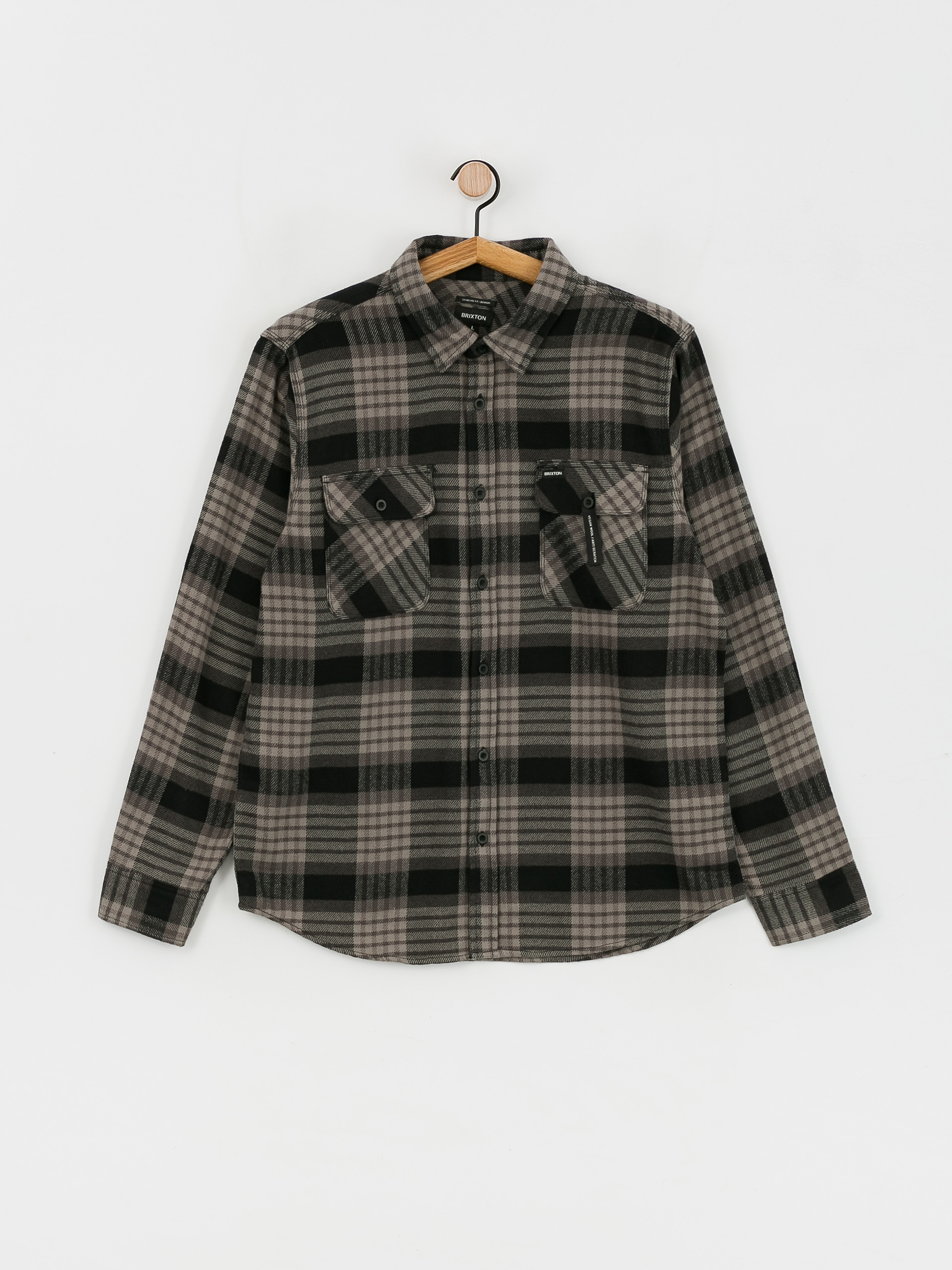 Košile Brixton Bowery Flannel Ls (black/light grey/charcoal)