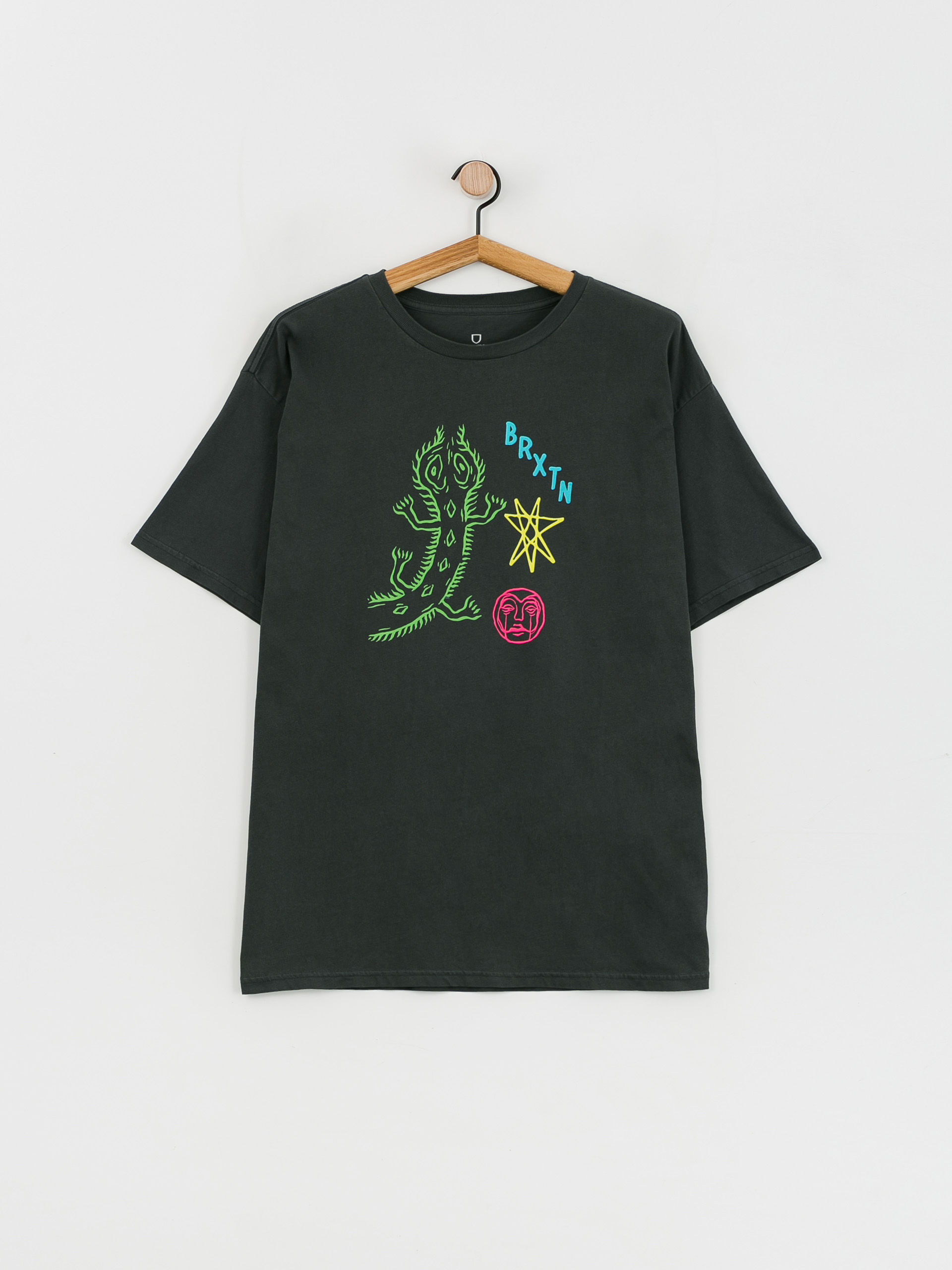 Tričko Brixton Lanark Relaxed (black garment dye)