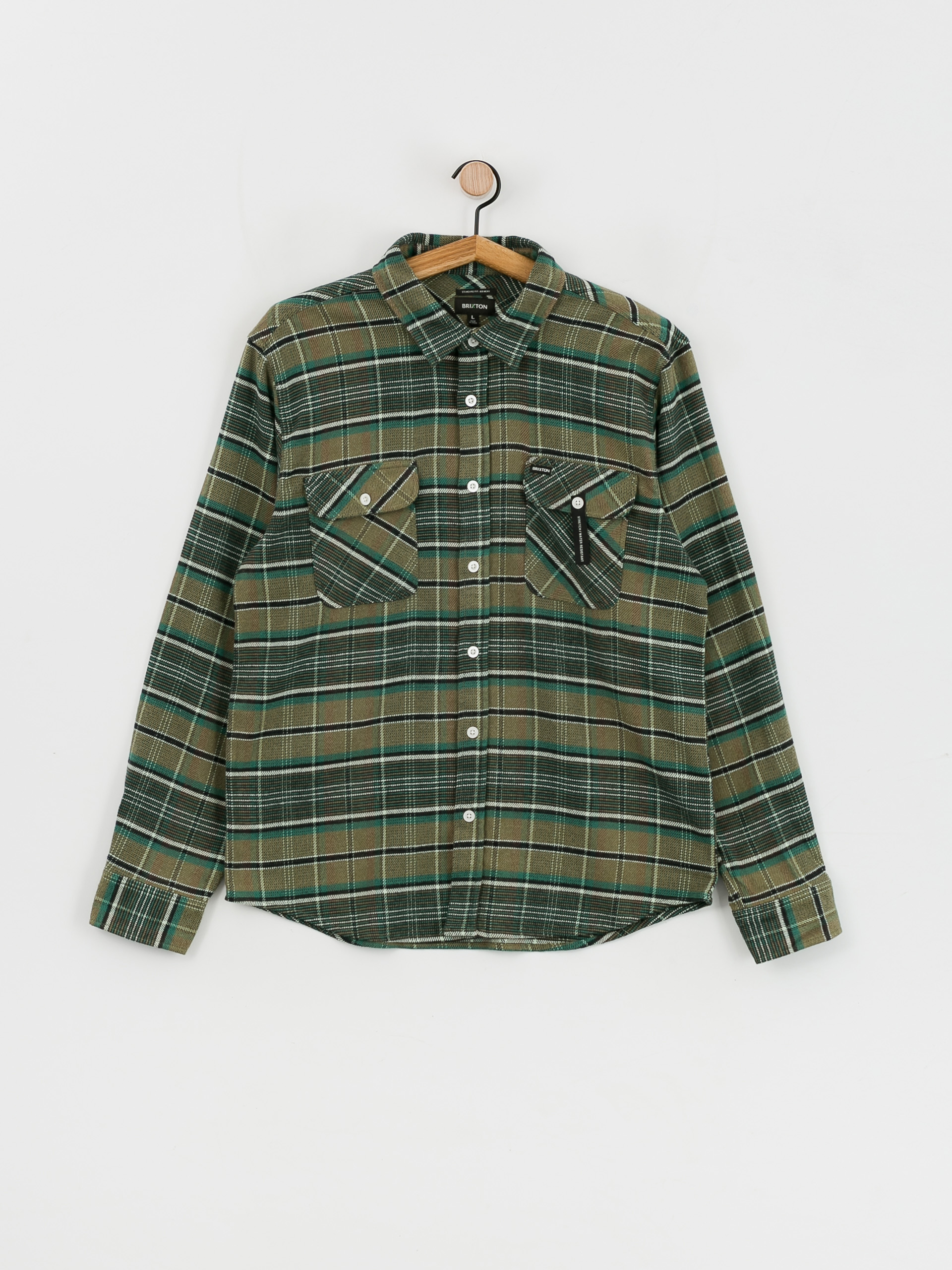 Košile Brixton Bowery Stretch Wr Flannel (olive surplus/spruce/black)