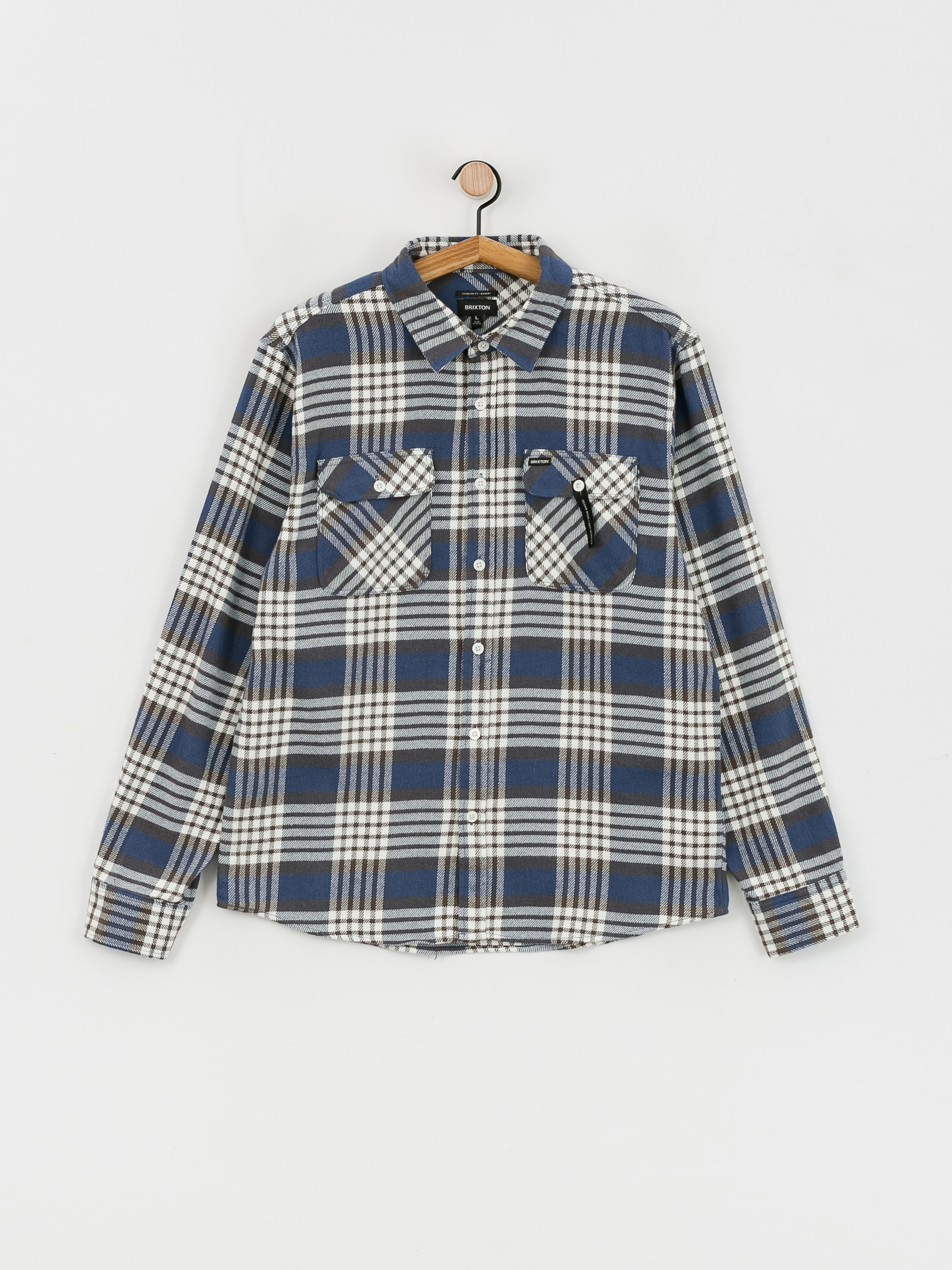 Košile Brixton Bowery Flannel Ls (pacific blue/whitecap/black)