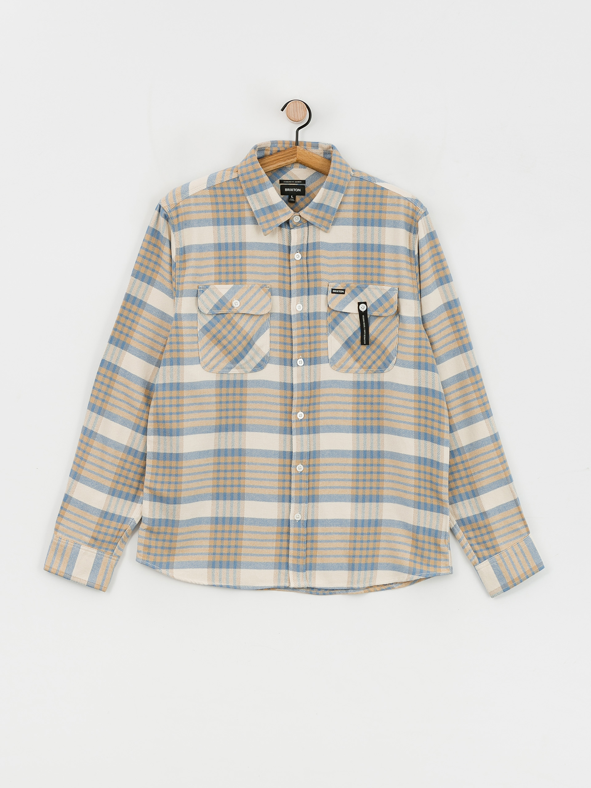 Košile Brixton Bowery Flannel Ls (whitecap/sand/blue heaven)