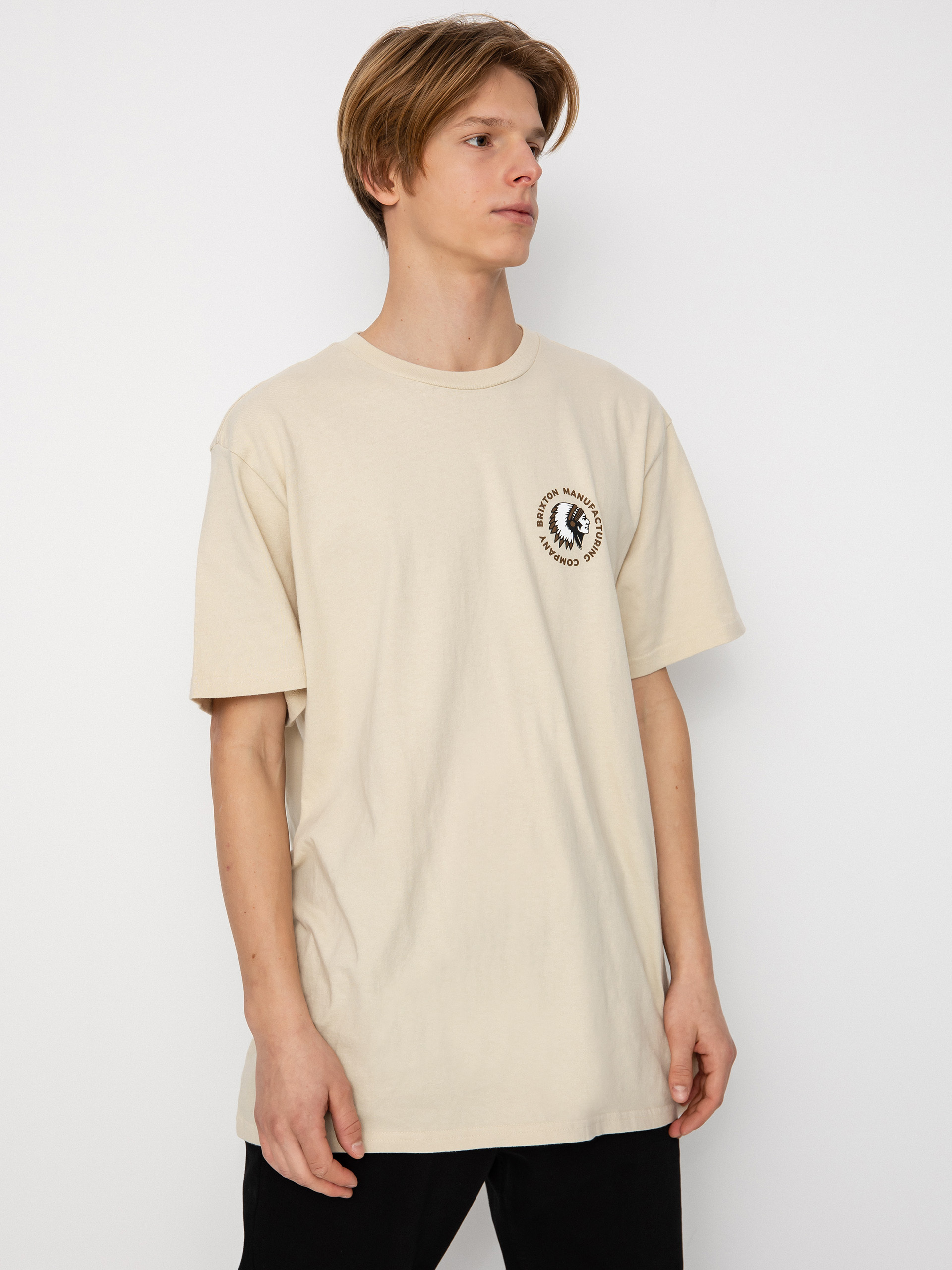 Tričko Brixton Rival Stamp (cream/bison garment dye)