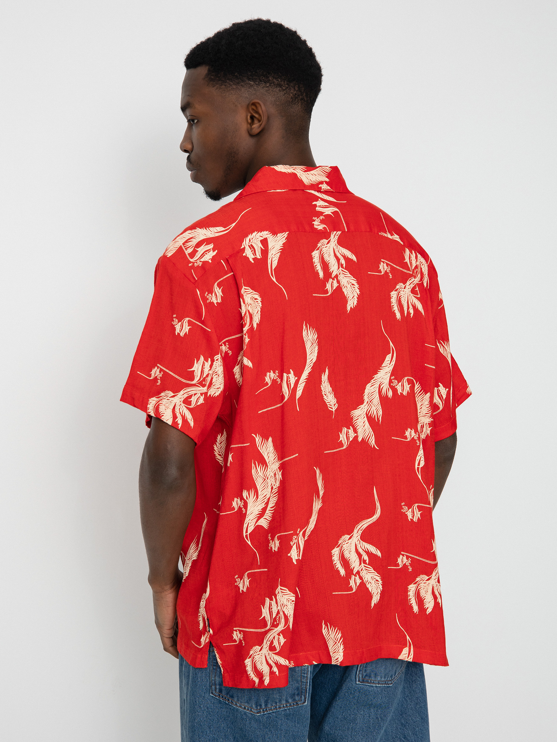 Košile Brixton Bunker Slub (aloha red/white/coconut)