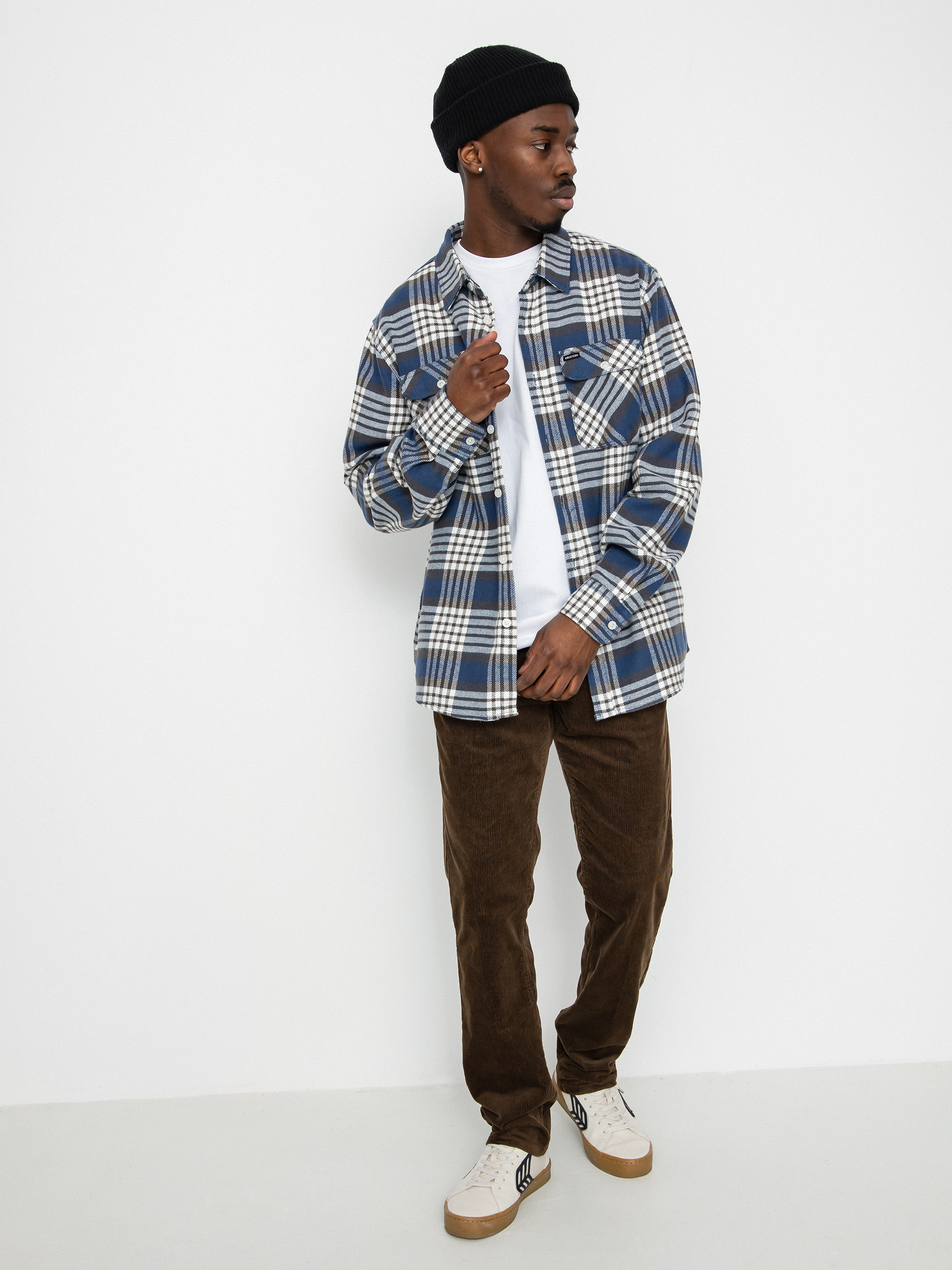 Košile Brixton Bowery Flannel Ls (pacific blue/whitecap/black)