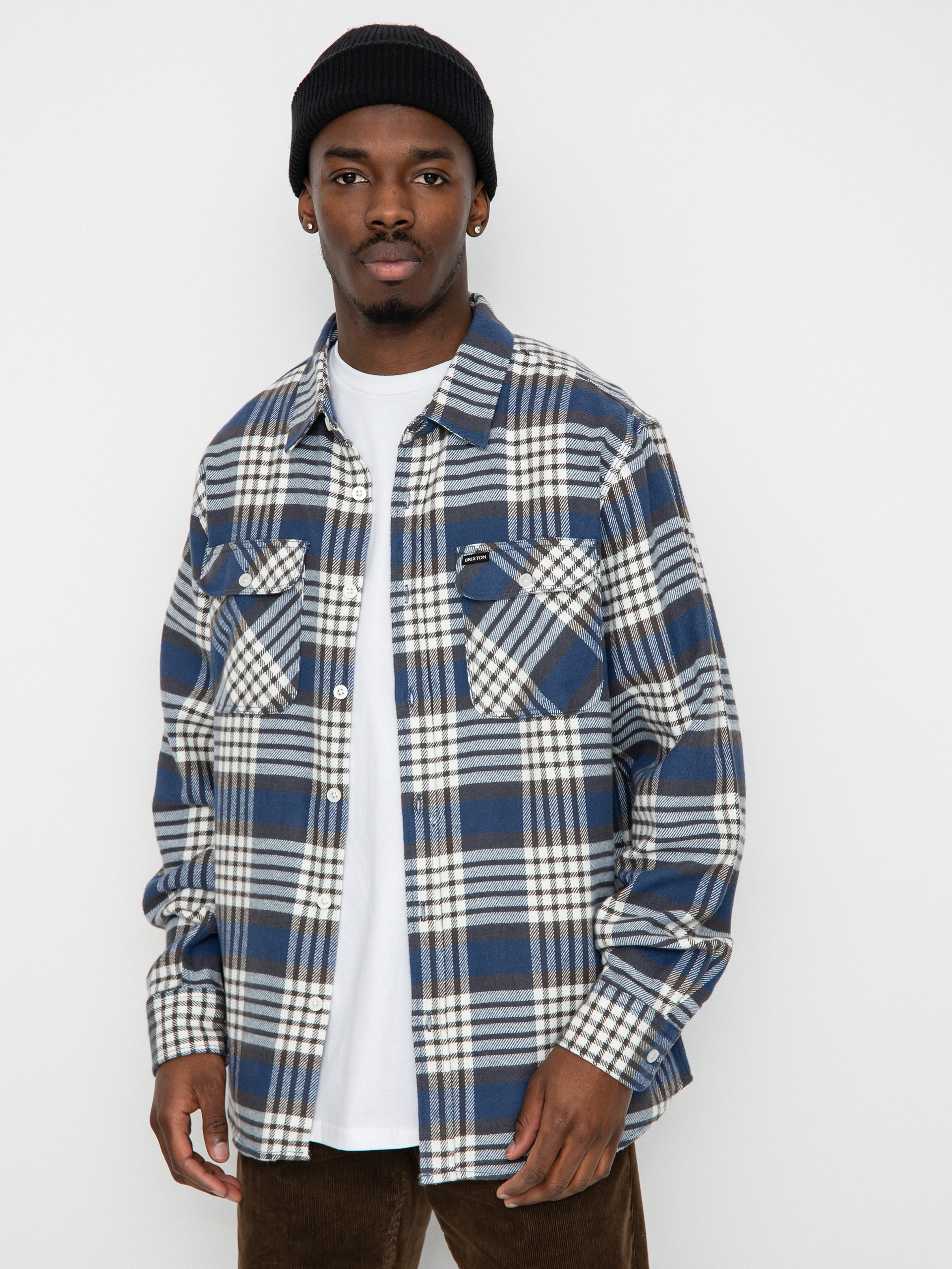 Košile Brixton Bowery Flannel Ls (pacific blue/whitecap/black)