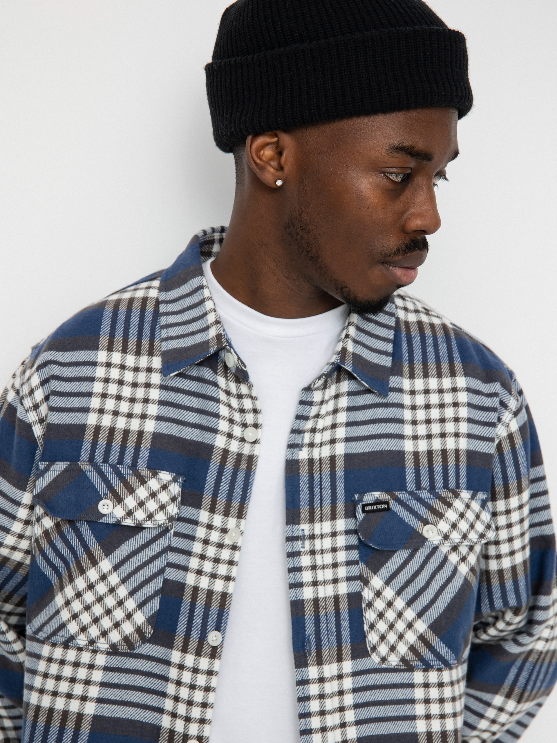 Košile Brixton Bowery Flannel Ls (pacific blue/whitecap/black)