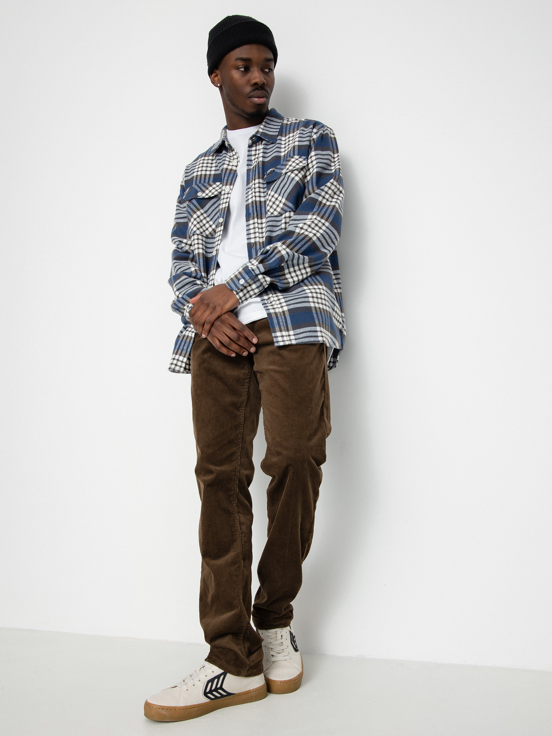 Košile Brixton Bowery Flannel Ls (pacific blue/whitecap/black)