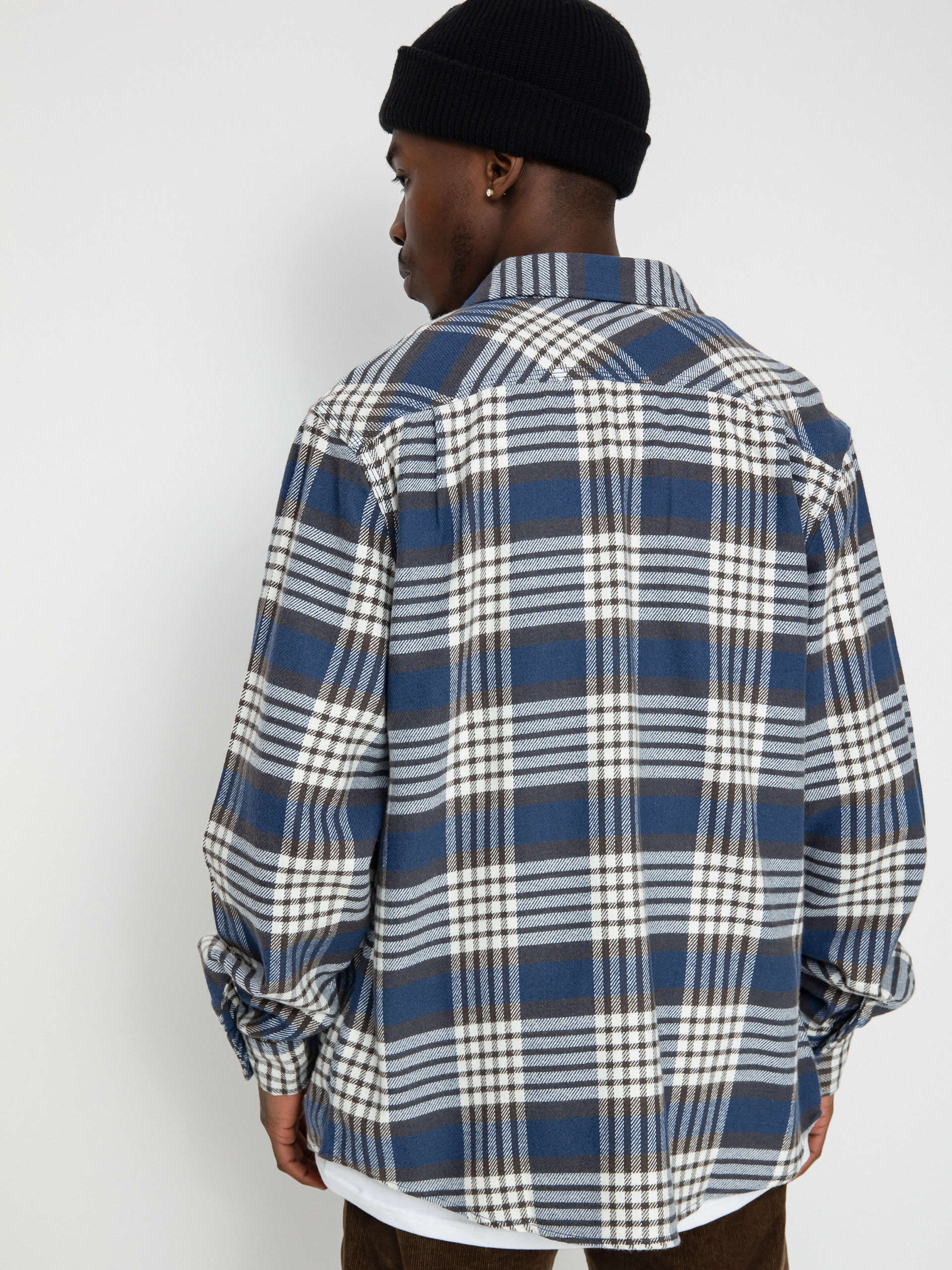 Košile Brixton Bowery Flannel Ls (pacific blue/whitecap/black)
