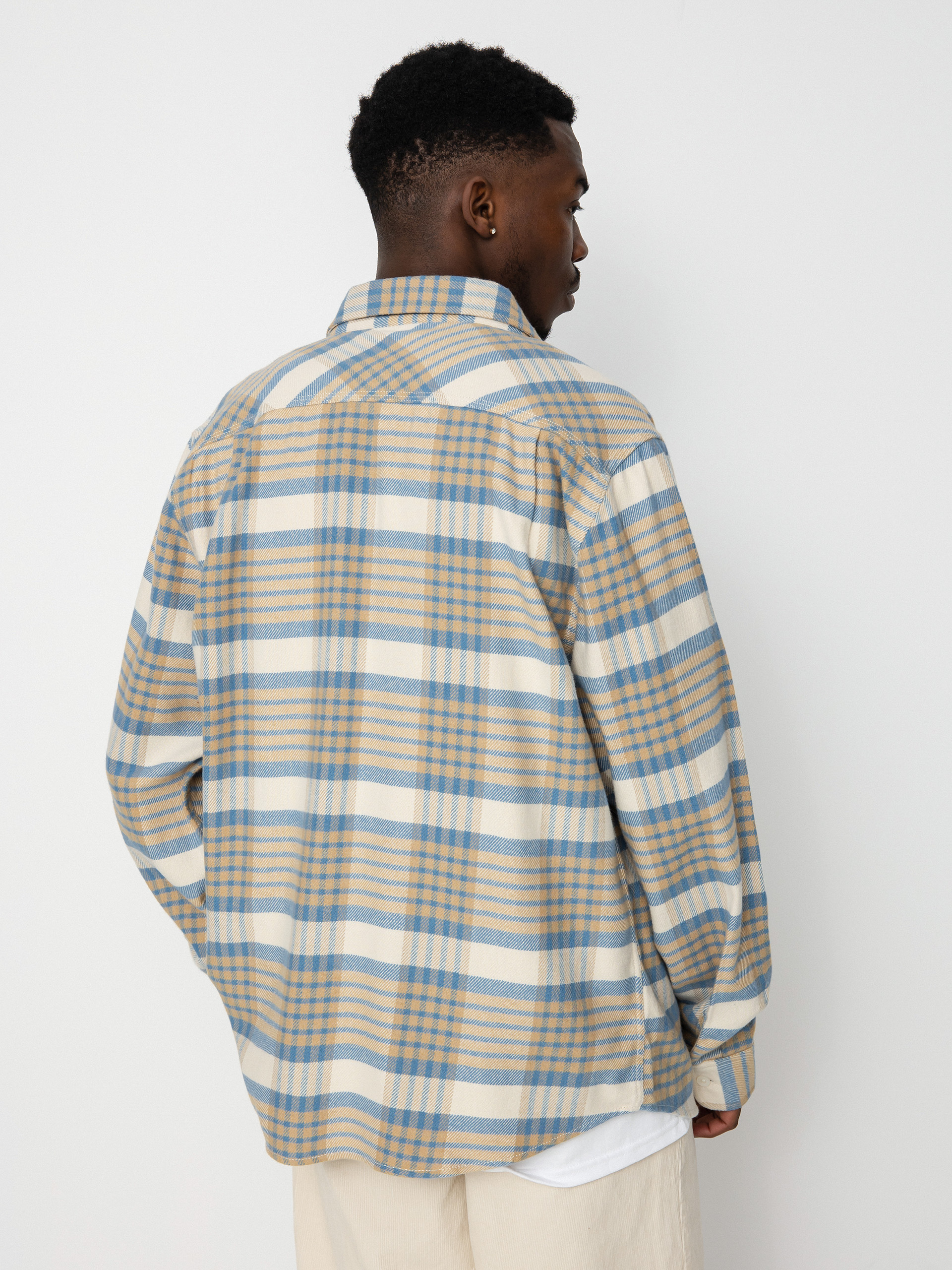 Košile Brixton Bowery Flannel Ls (whitecap/sand/blue heaven)