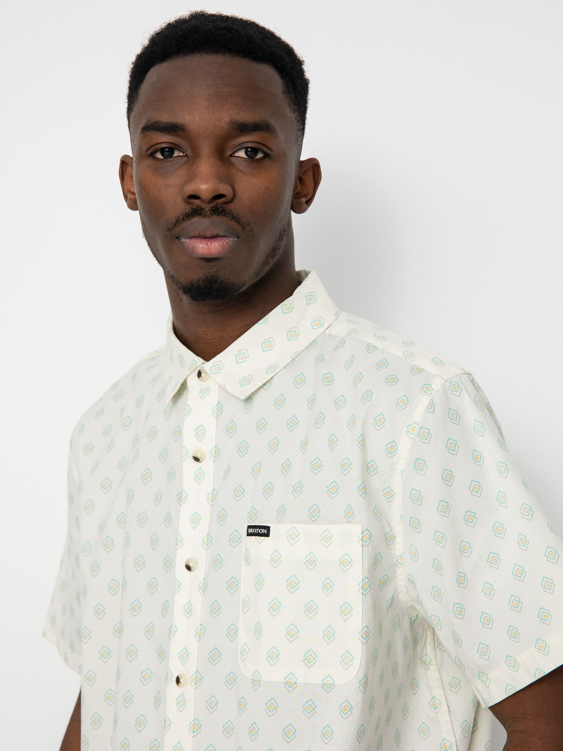 Košile Brixton Charter Print (off white/jade geo)