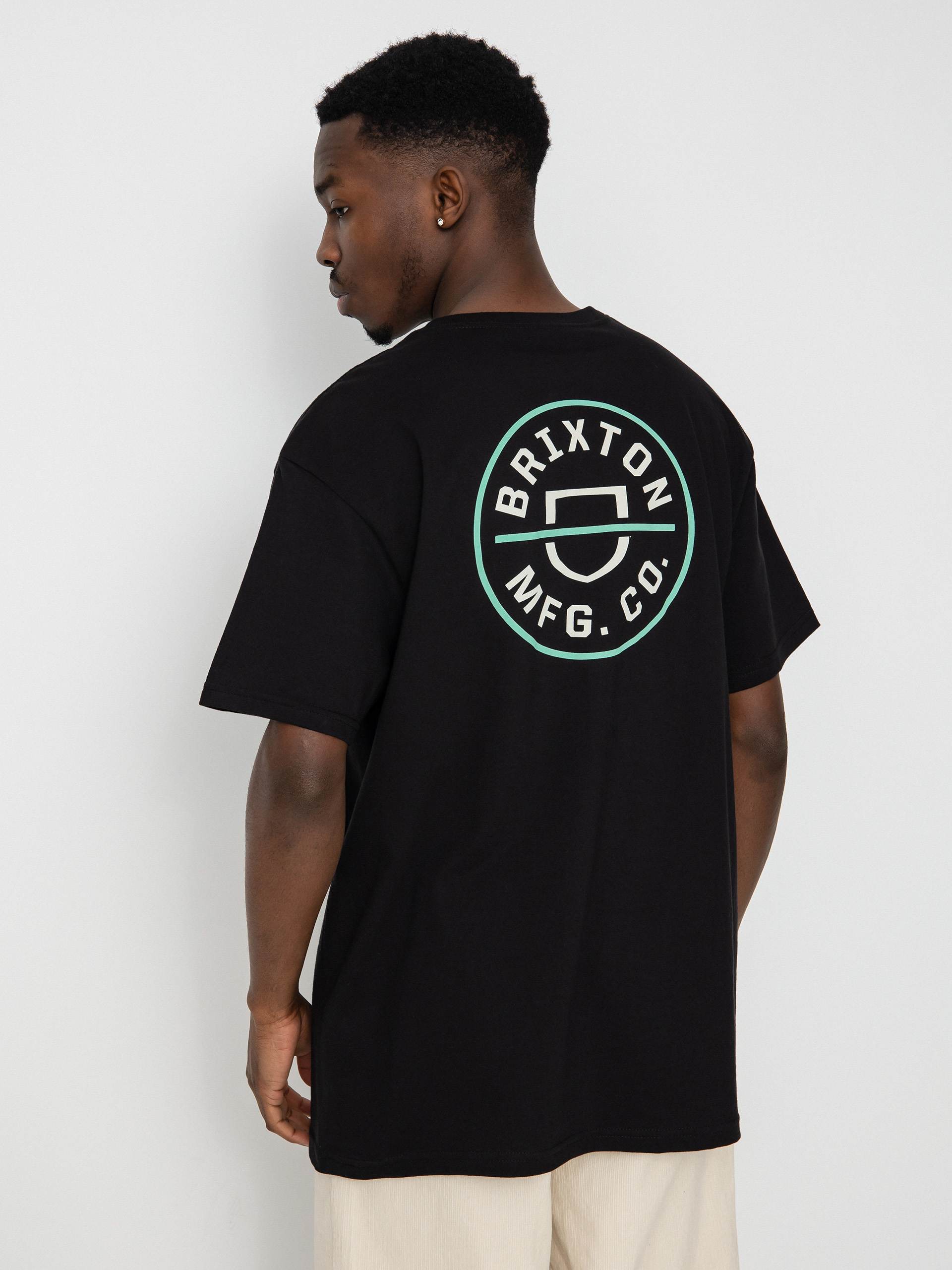 Tričko Brixton Crest II (black/off white/jade)