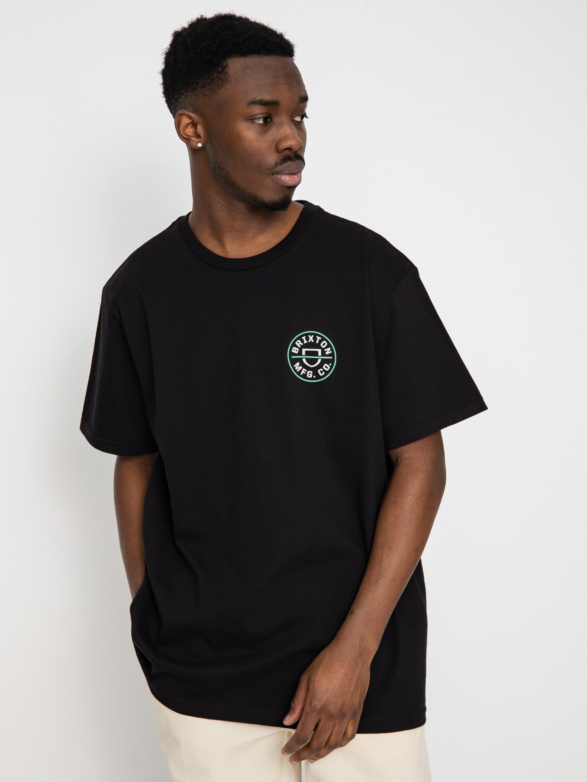 Tričko Brixton Crest II (black/off white/jade)