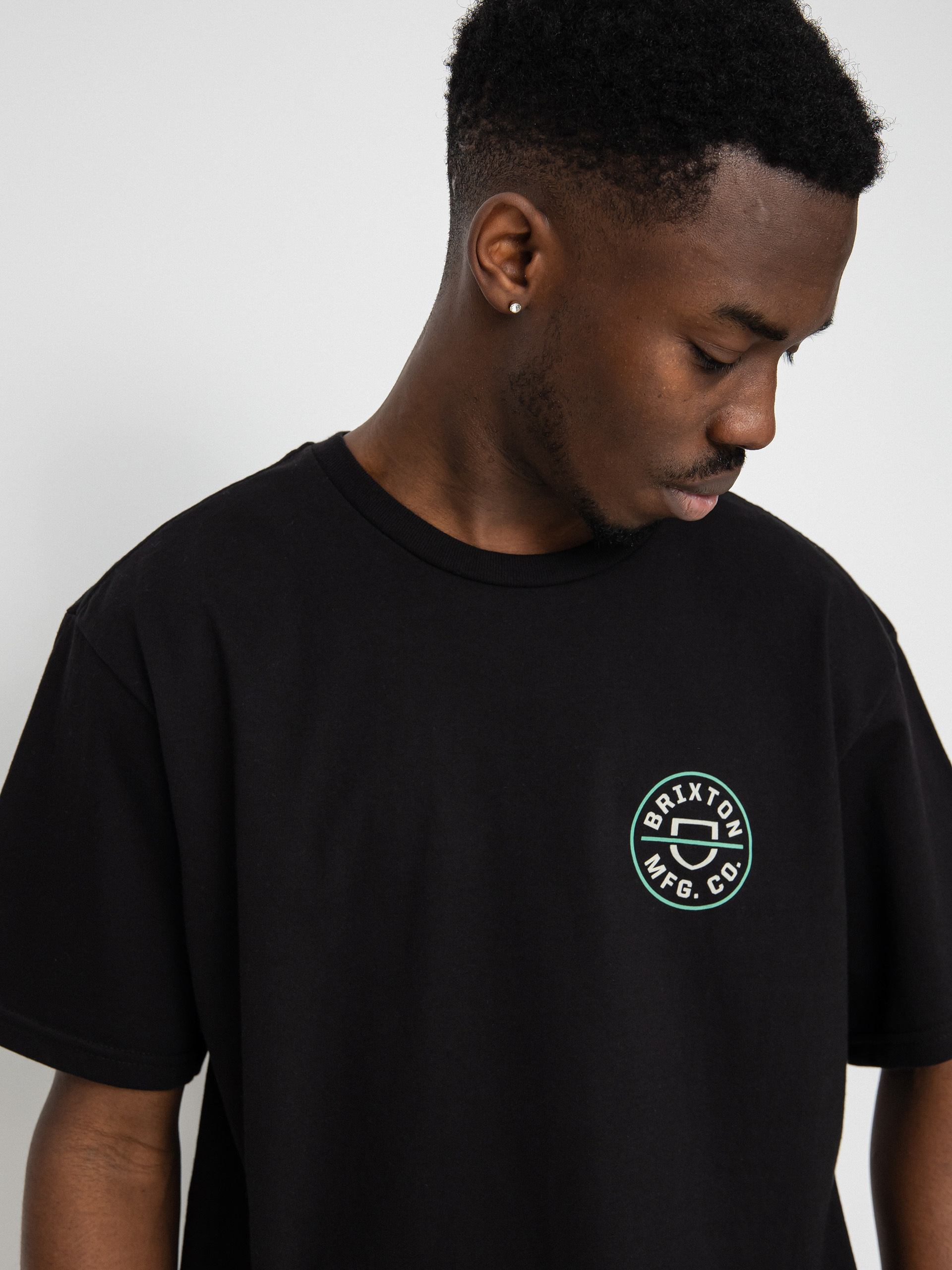 Tričko Brixton Crest II (black/off white/jade)