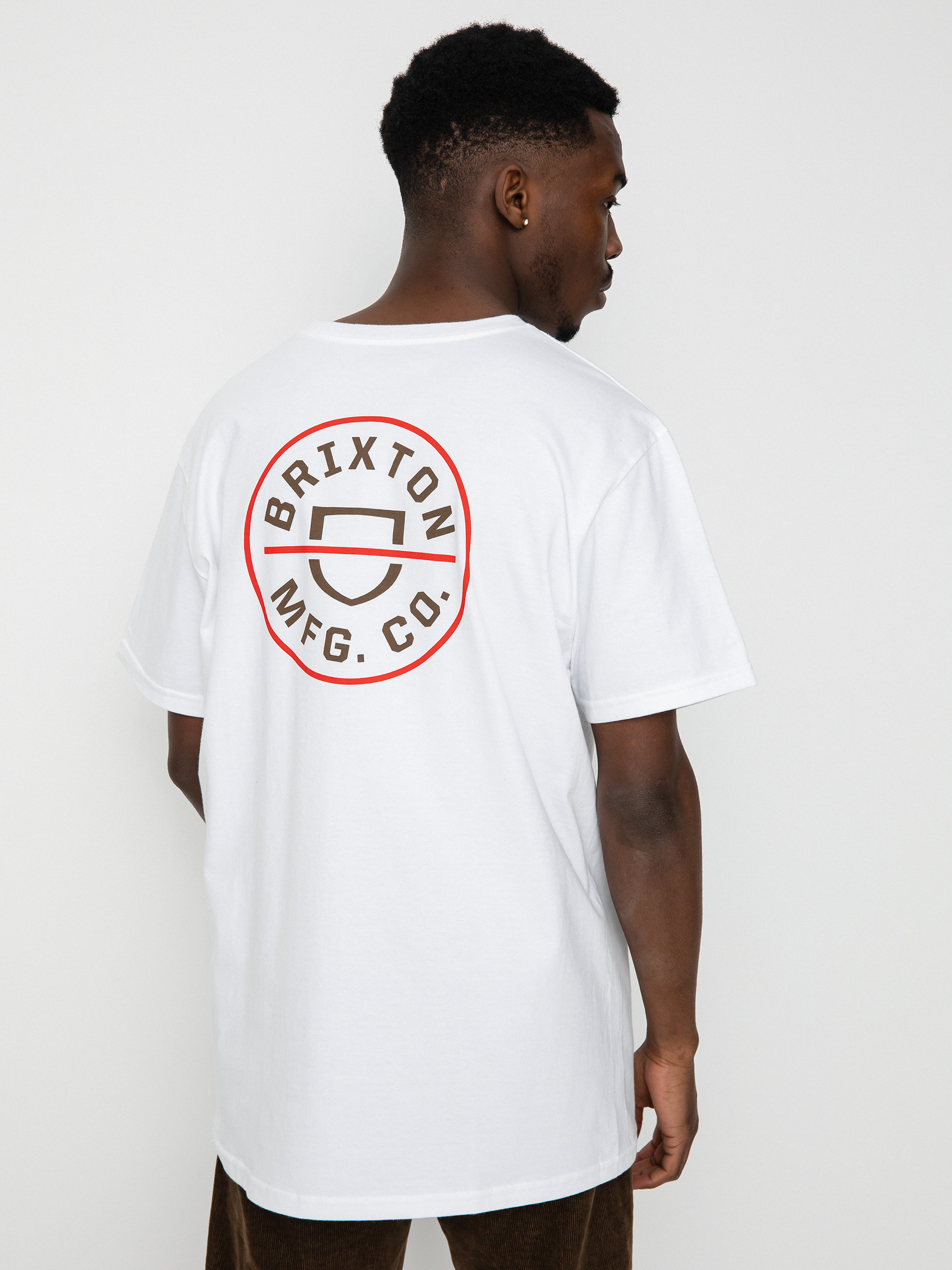 Tričko Brixton Crest II (white/aloha red/dark earth)