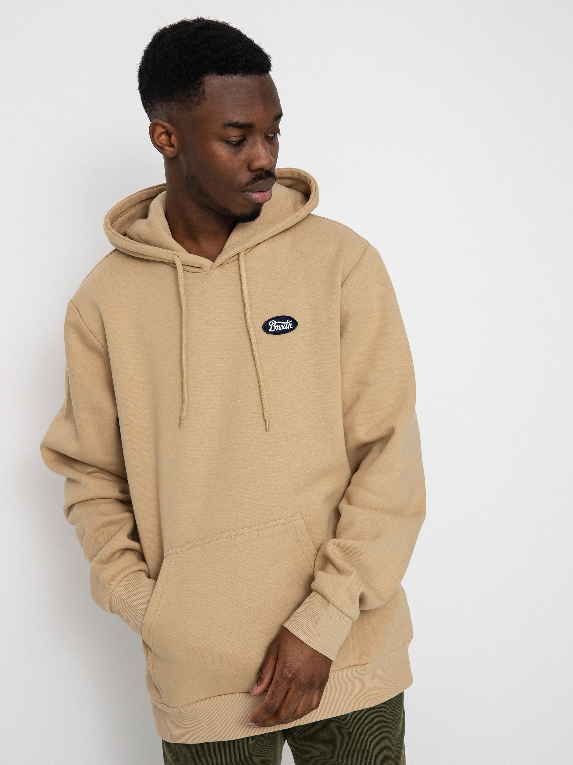 Mikina s kapucí Brixton Parsons Patch HD (sand)