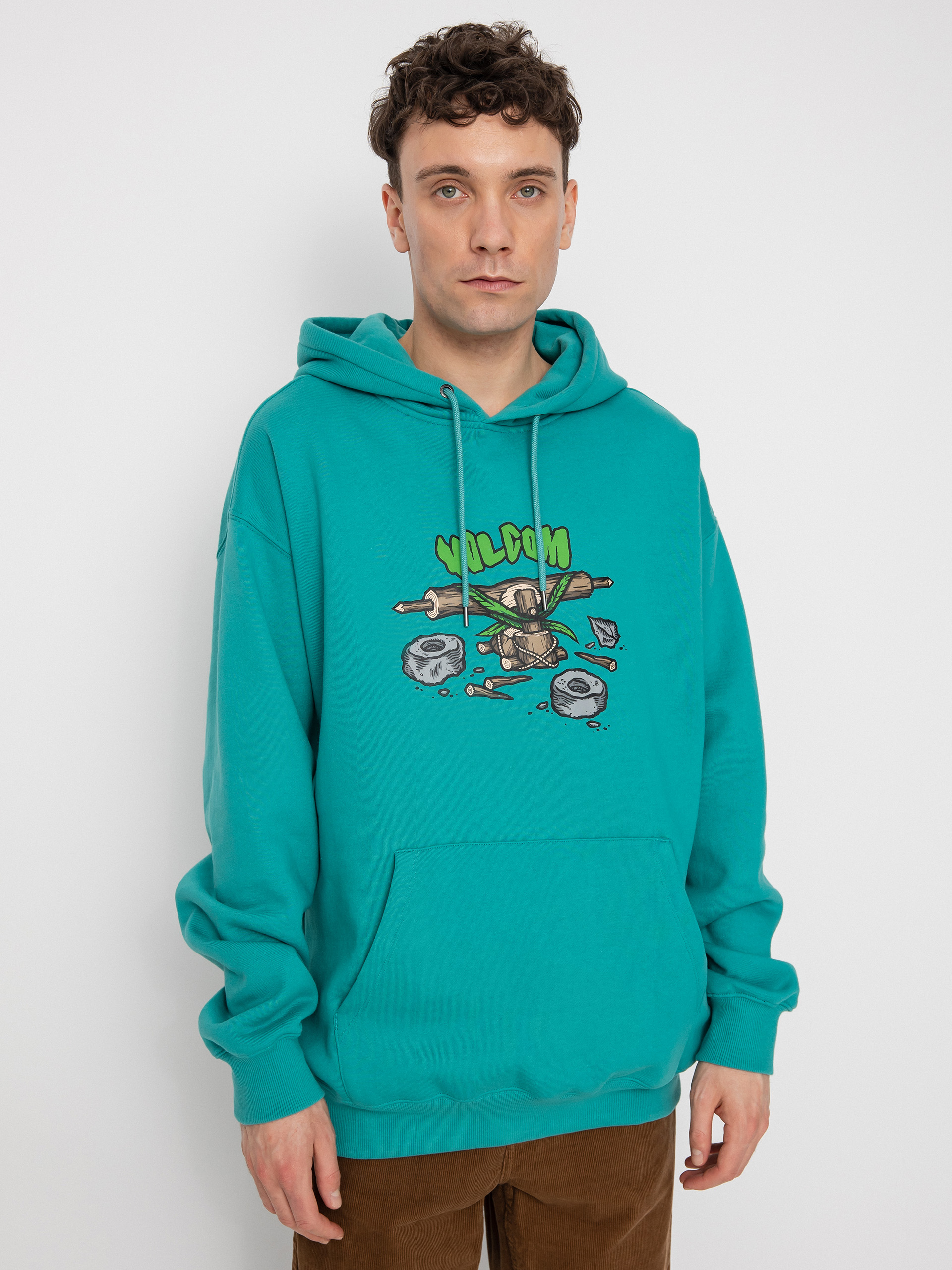 Mikina s kapucí Volcom Fa Todd Bratrud HD (temple teal)