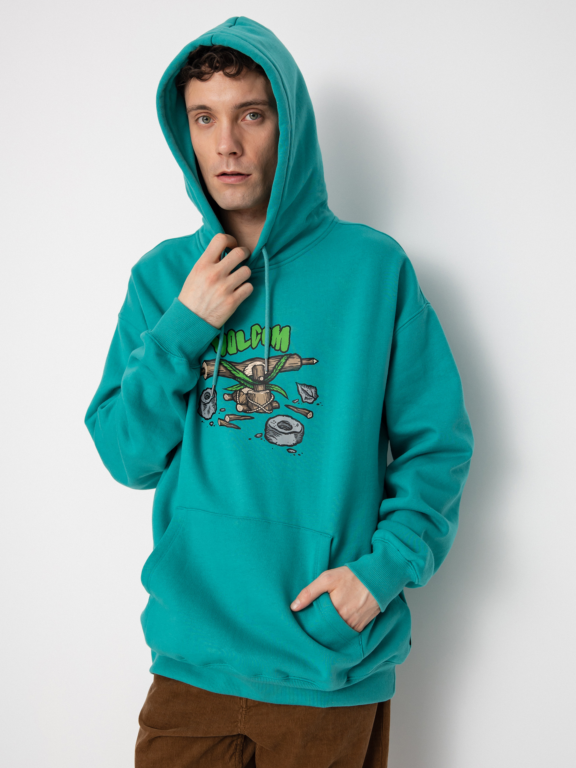 Mikina s kapucí Volcom Fa Todd Bratrud HD (temple teal)