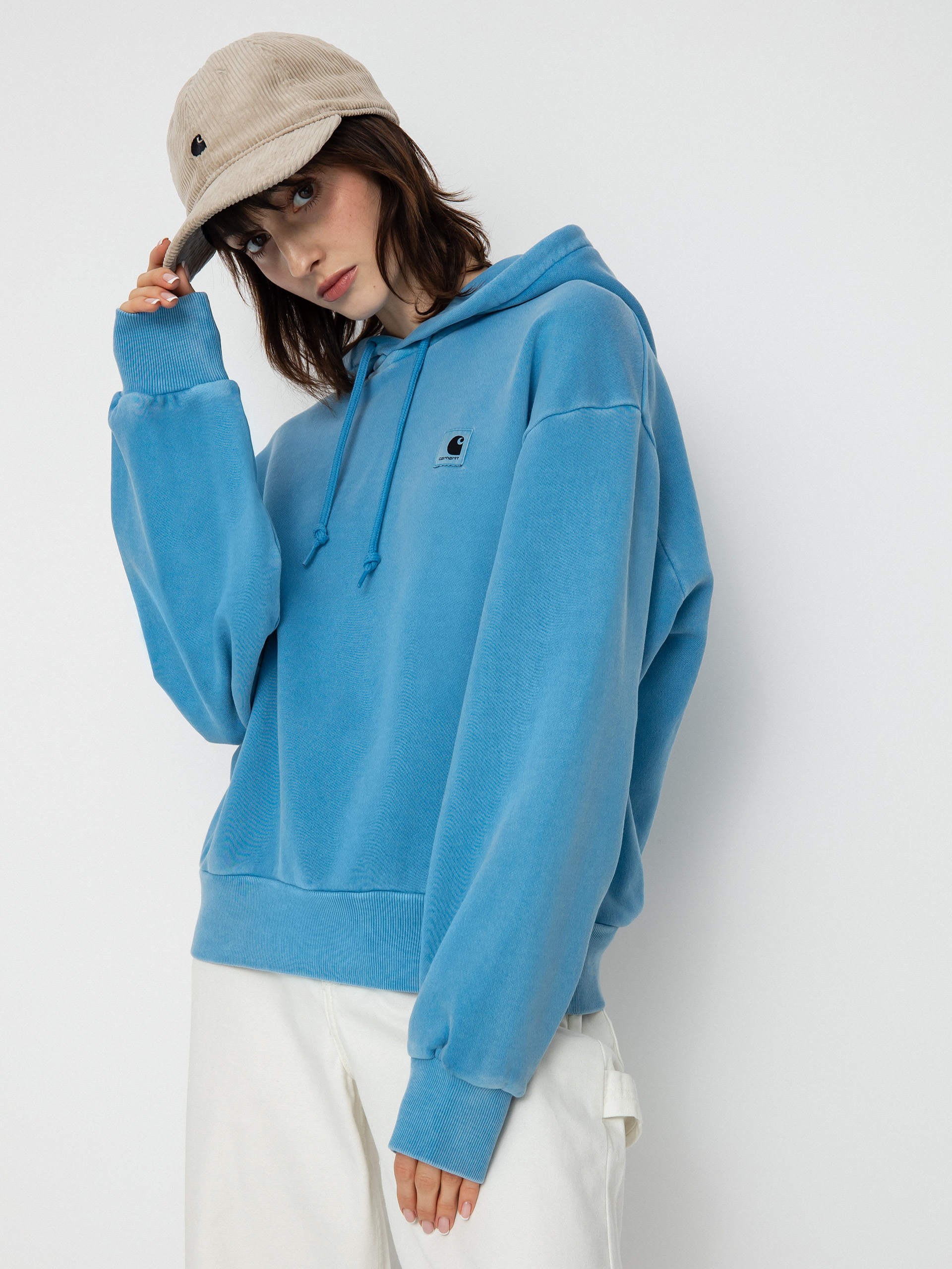 Mikina s kapucí Carhartt WIP Nelson HD Wmn (piscine)