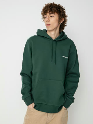 Mikina s kapucí Carhartt WIP Script Embroidery HD (treehouse/white)
