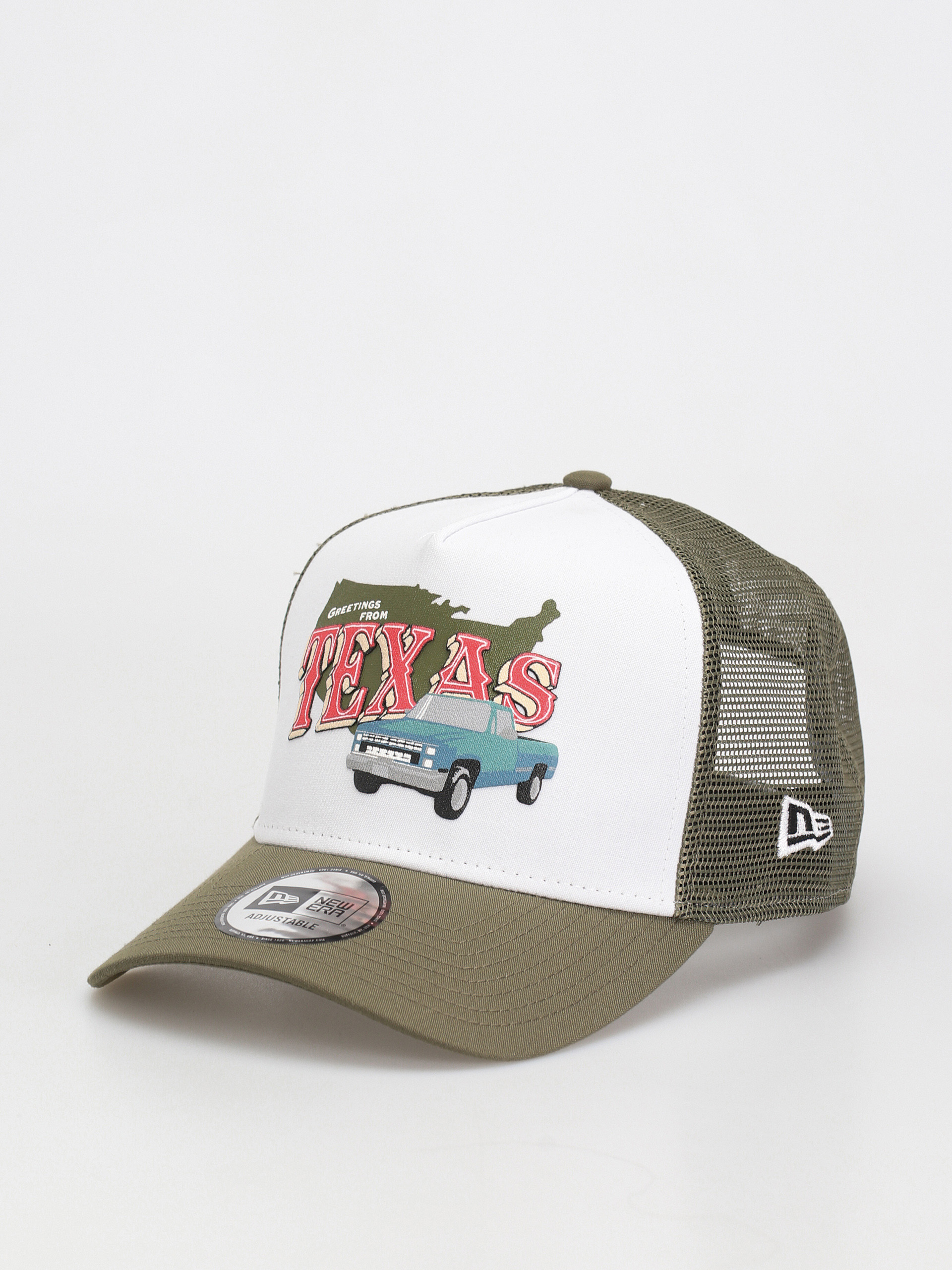 Kšiltovka  New Era US State Wordmark Trucker (olive/white)