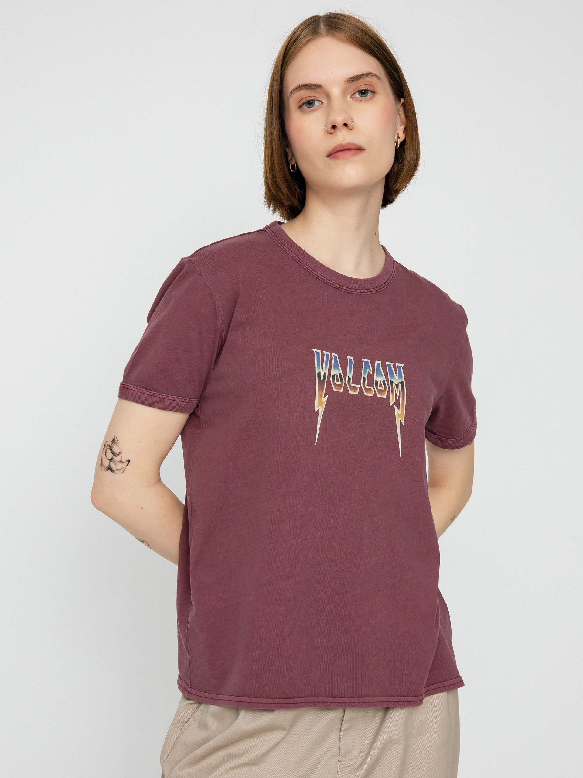 Tričko Volcom Truly Ringer Wmn (burgundy)