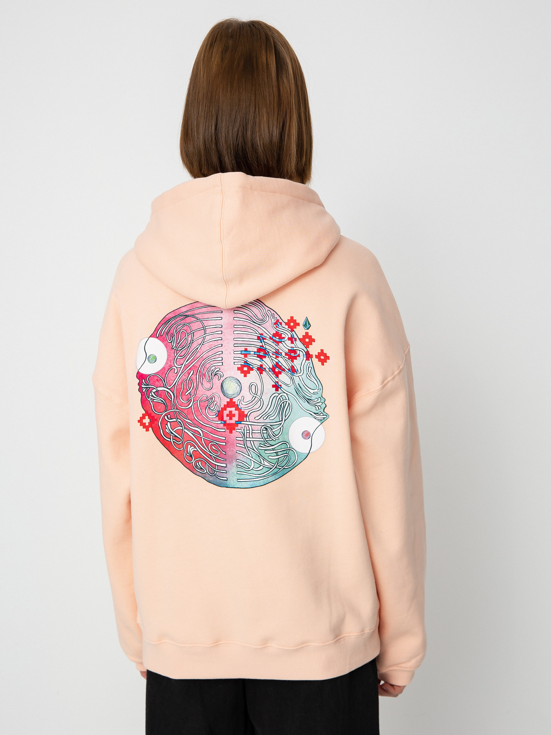 Mikina s kapucí Volcom Fa Ed Merlin Murray HD Wmn (melon)