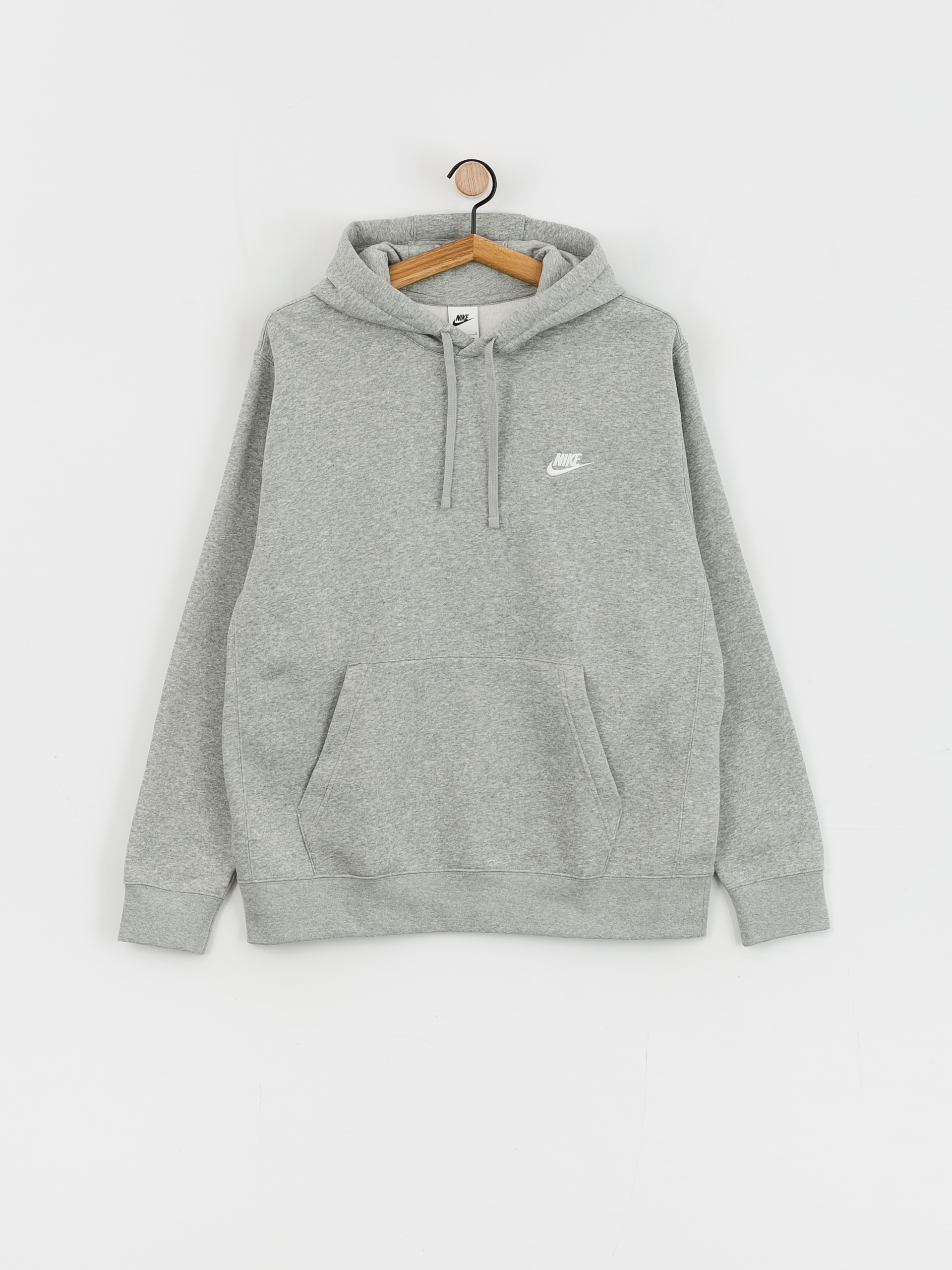 Mikina s kapucí Nike Club Hoodie Po Bb HD (dk grey heather/matte silver/white)