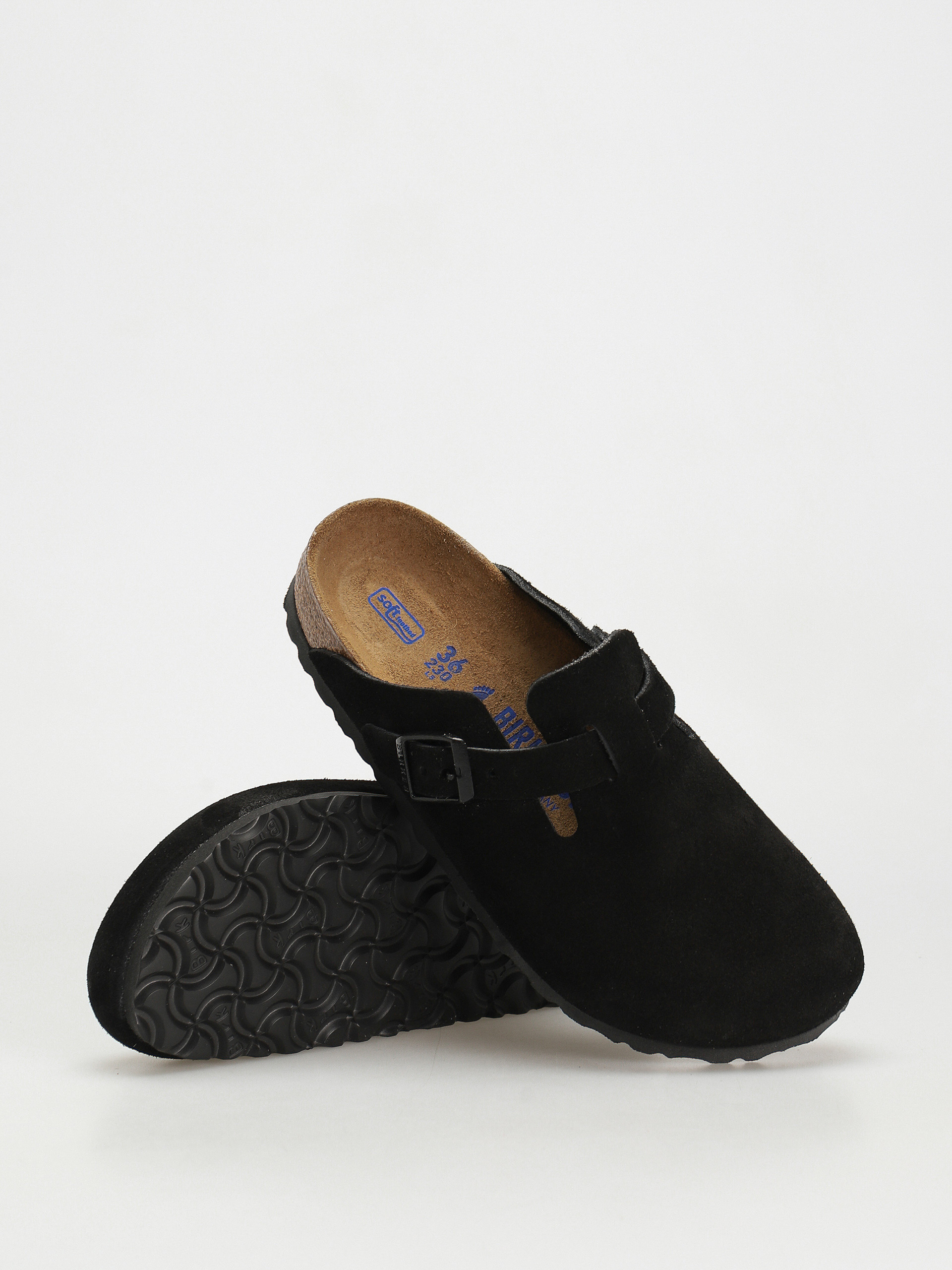 Plážovky Birkenstock Boston Suede Narrow Wmn (black)