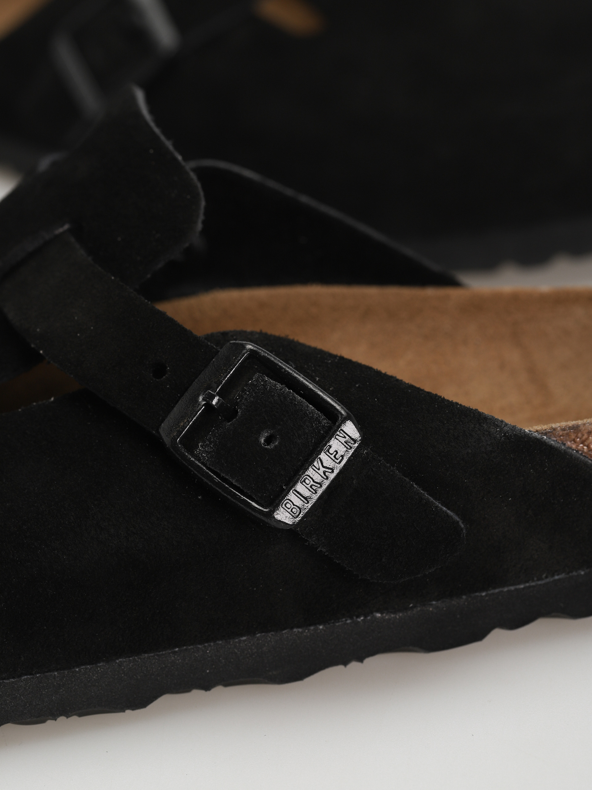 Plážovky Birkenstock Boston Suede Narrow Wmn (black)