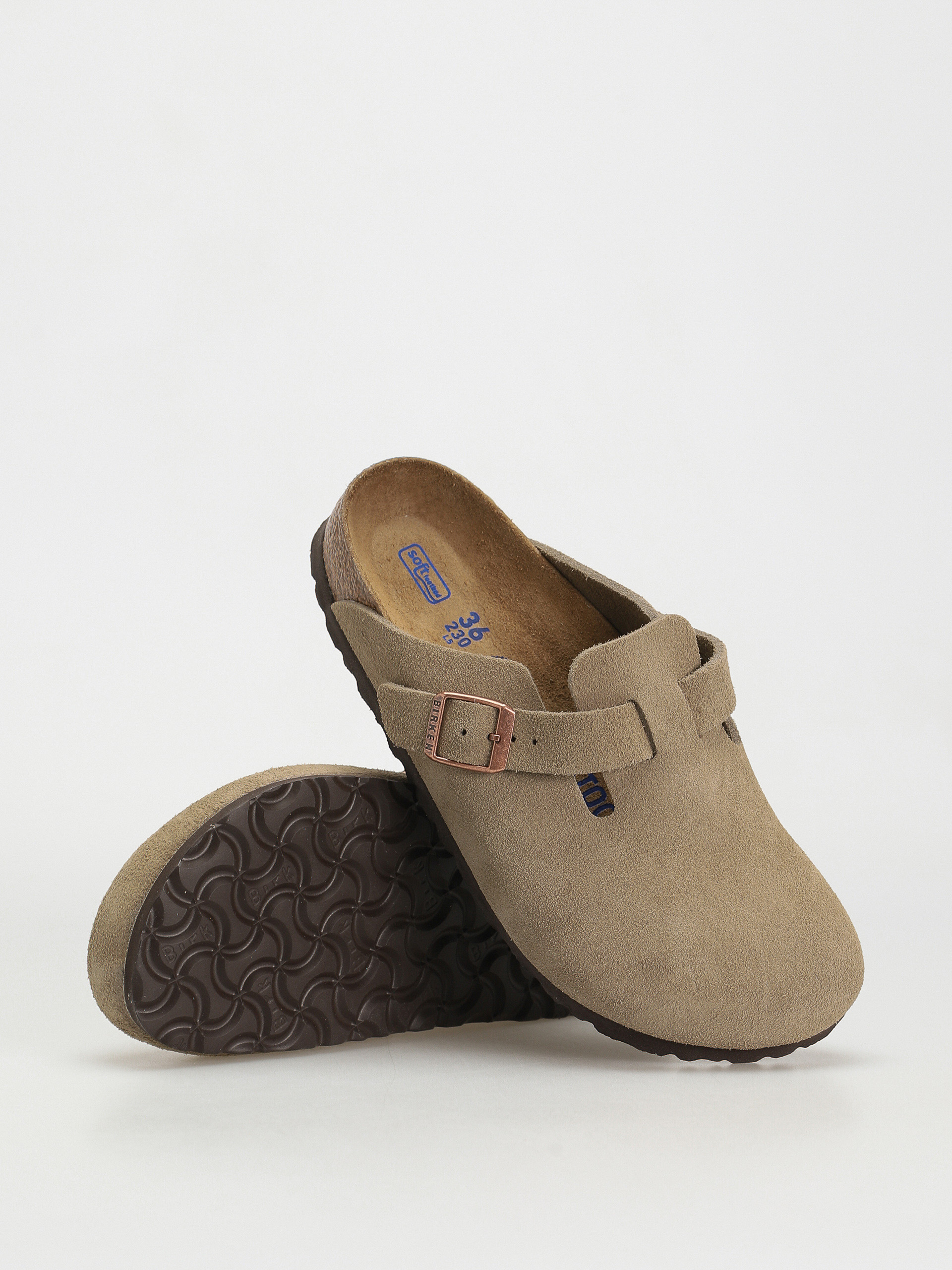 Plážovky Birkenstock Boston SFB Suede Narrow Wmn (taupe)
