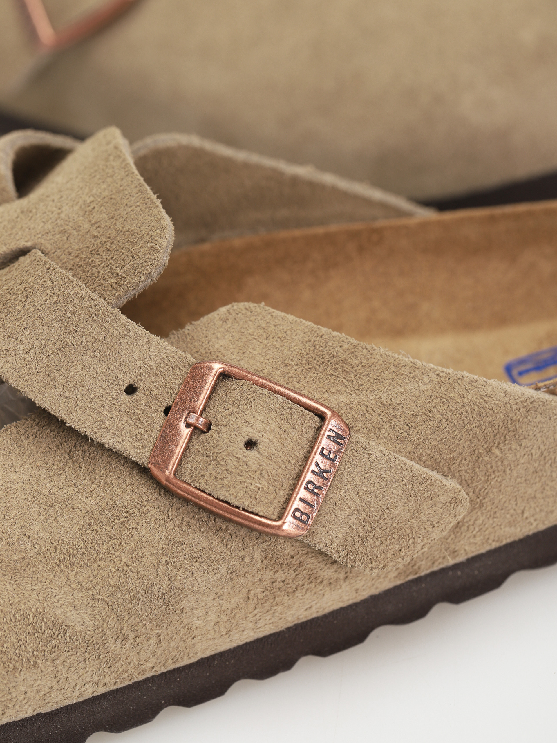 Plážovky Birkenstock Boston Soft Footbed Suede Leather Narrow (taupe)