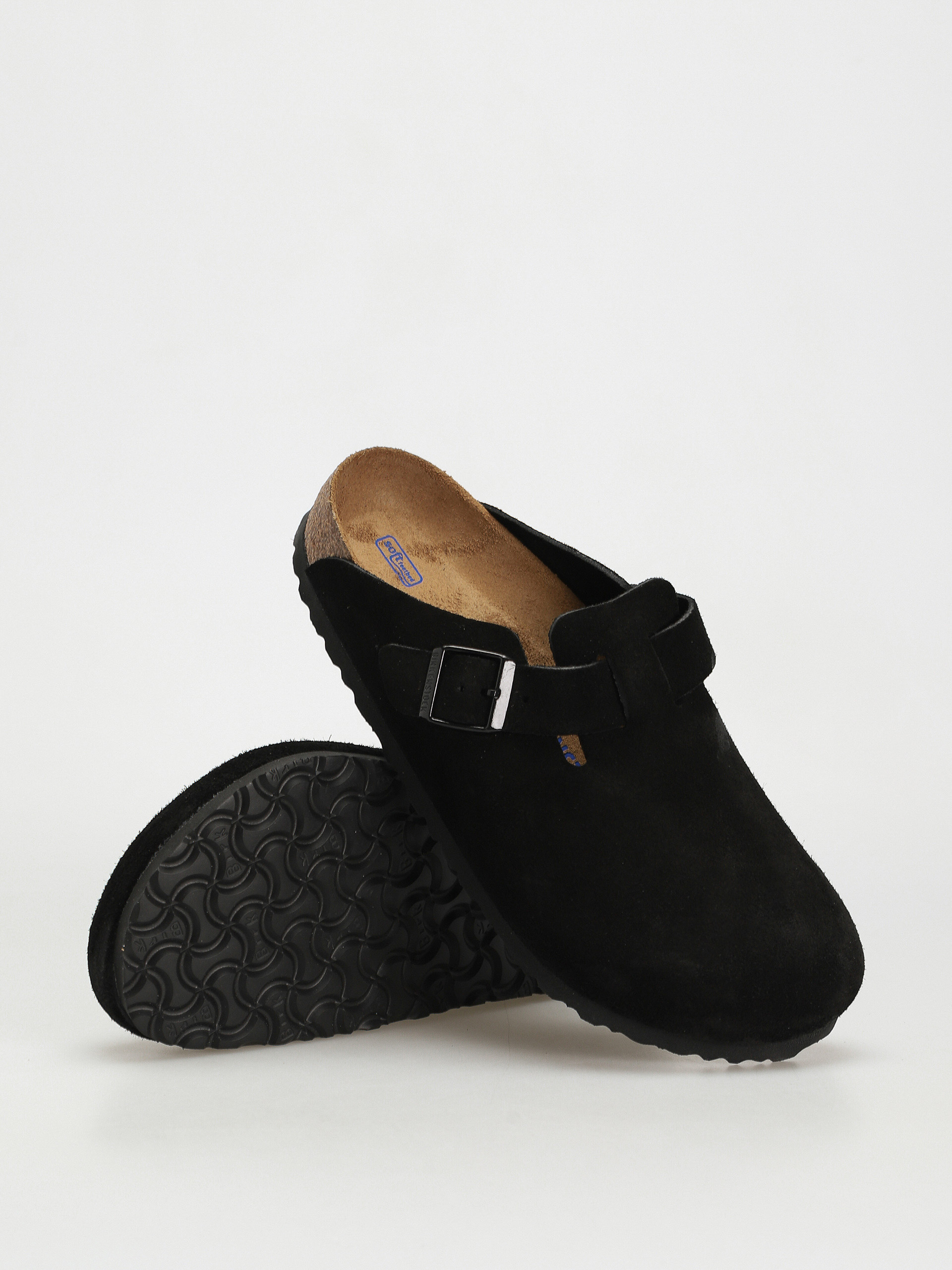 Plážovky Birkenstock Boston Suede Regular (black)