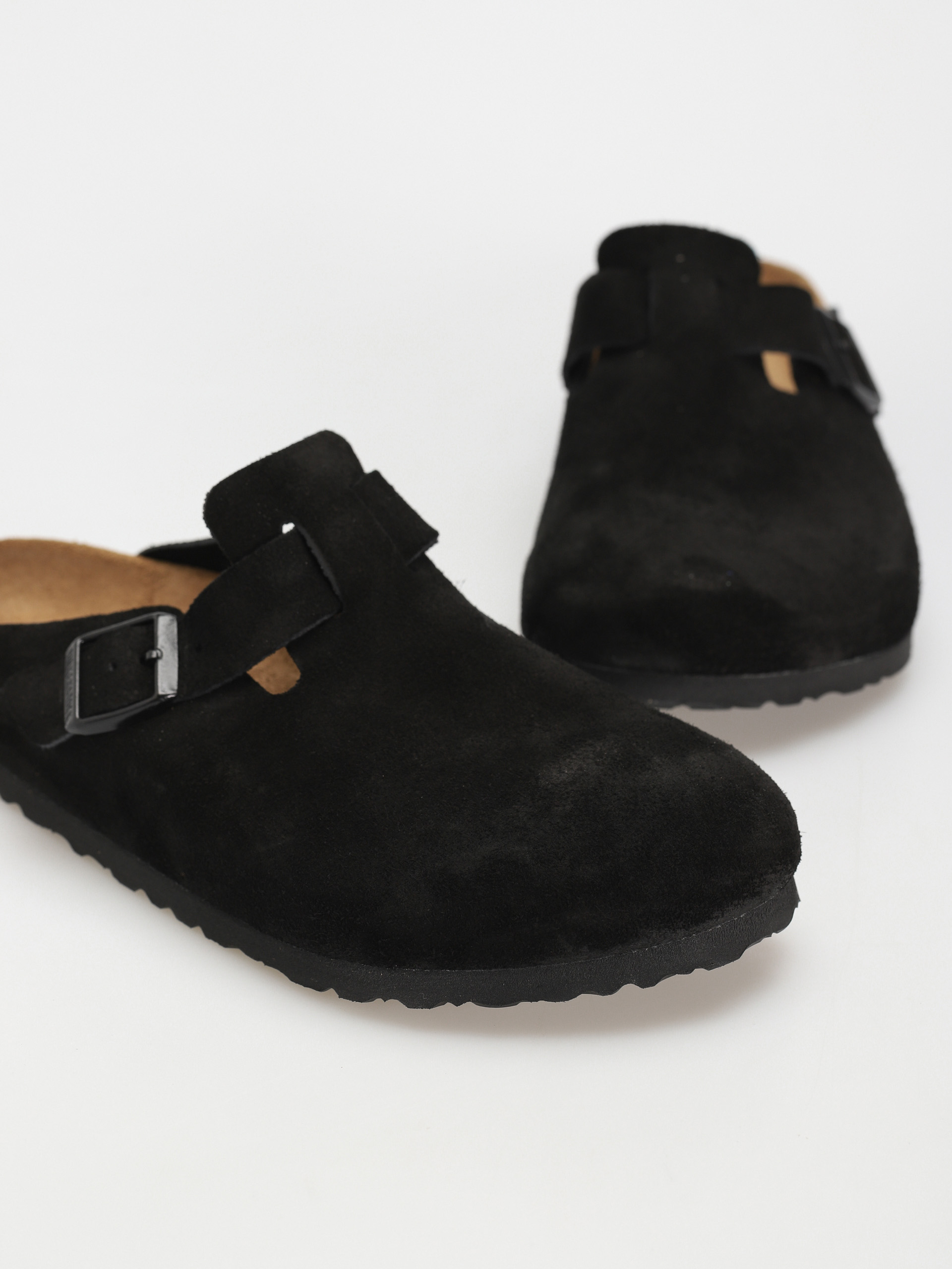 Plážovky Birkenstock Boston Suede Regular (black)