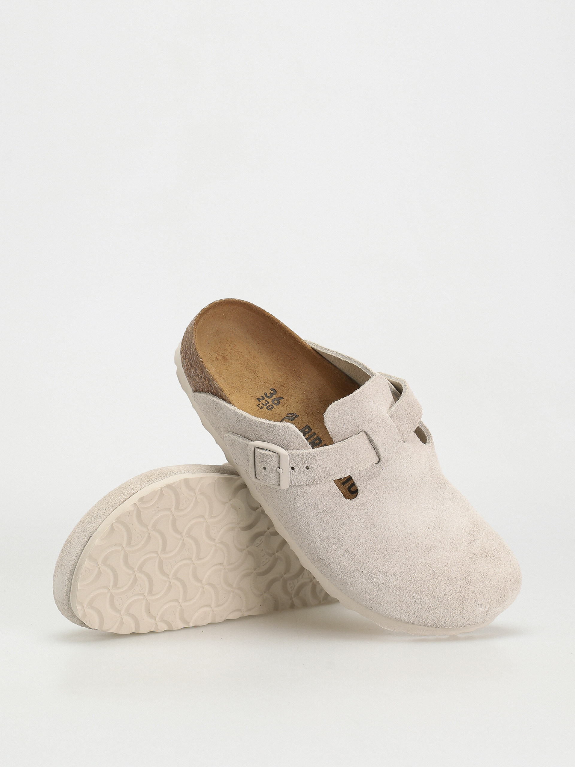 Plážovky Birkenstock Boston Suede Narrow Wmn (modern suede antique white)