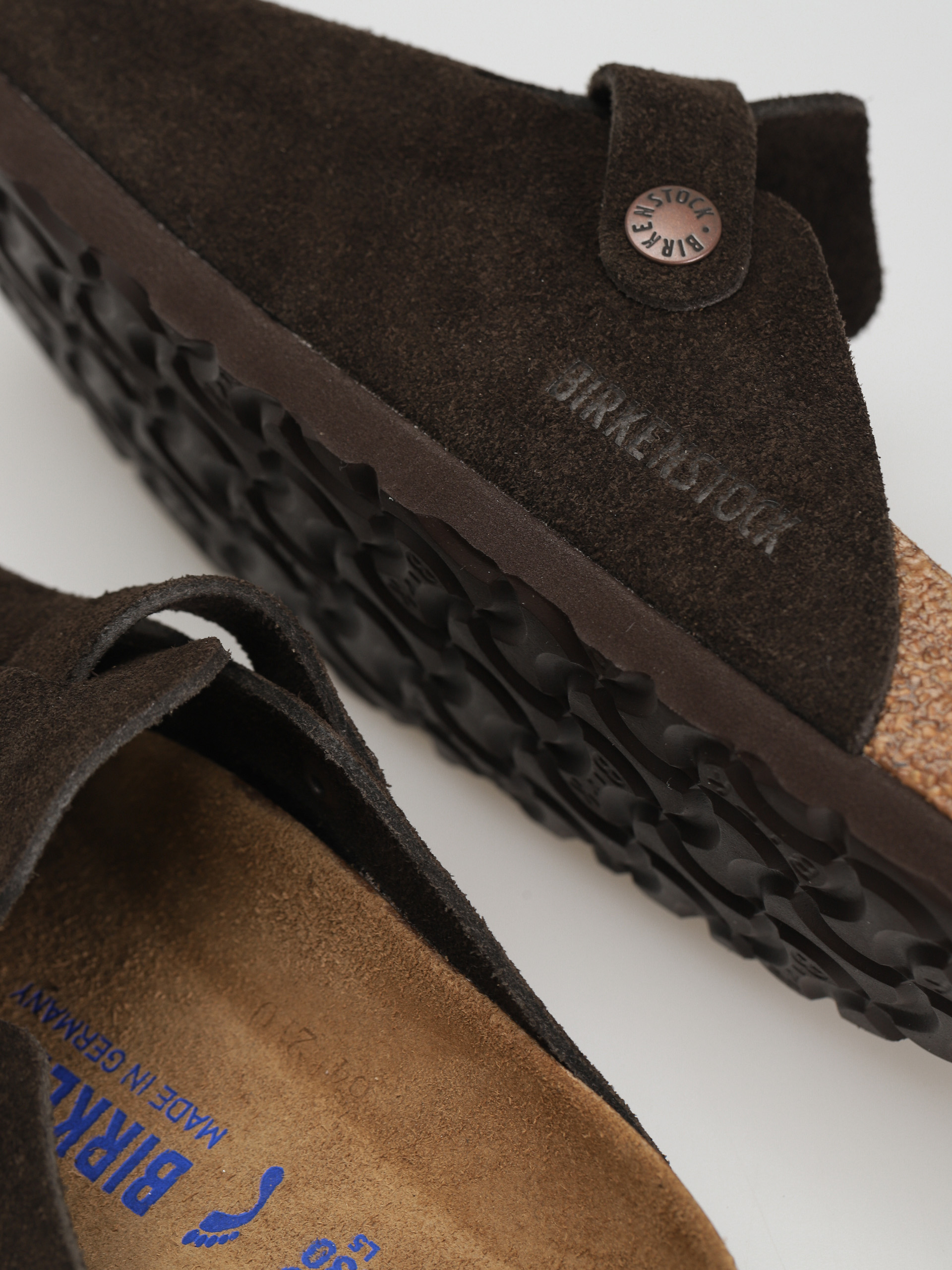 Plážovky Birkenstock Boston SFB Suede Narrow Wmn (mocha)