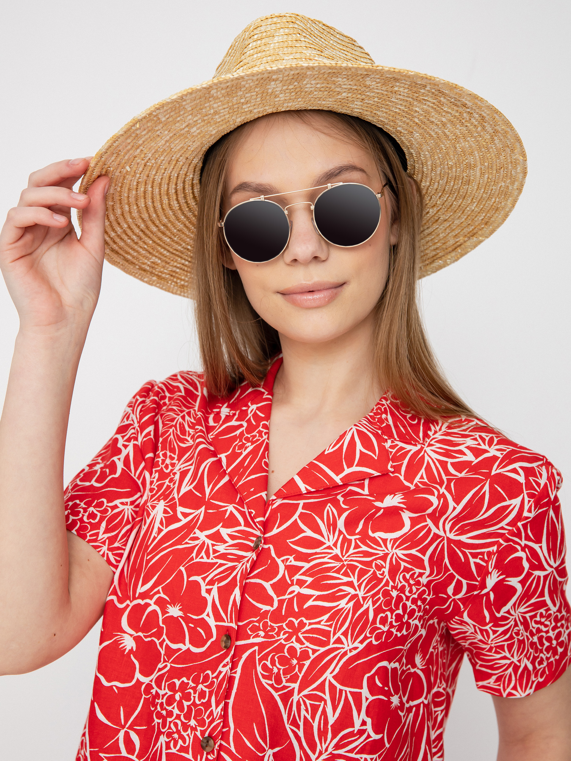 Košile Brixton Indo Linen Wmn (aloha red)