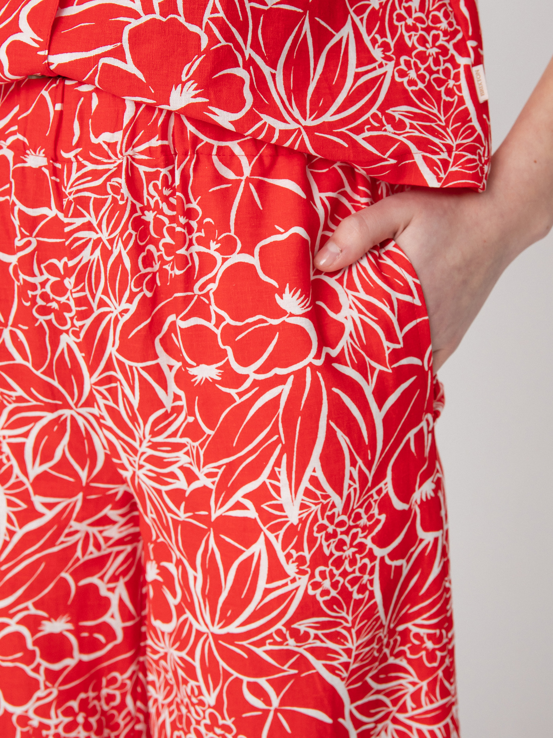 Kalhoty Brixton Indo Linen Wide Leg Wmn (aloha red)