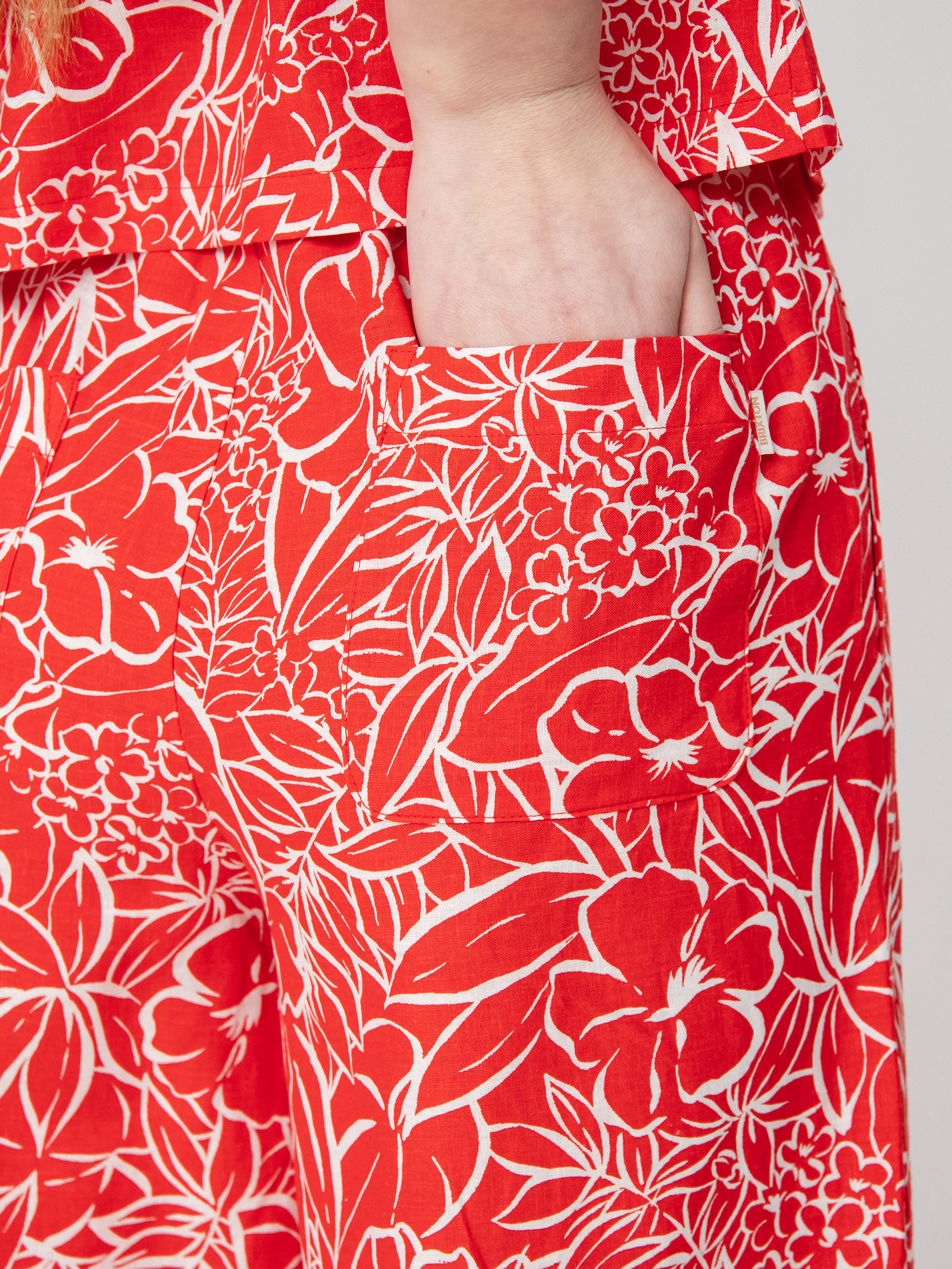 Kalhoty Brixton Indo Linen Wide Leg Wmn (aloha red)