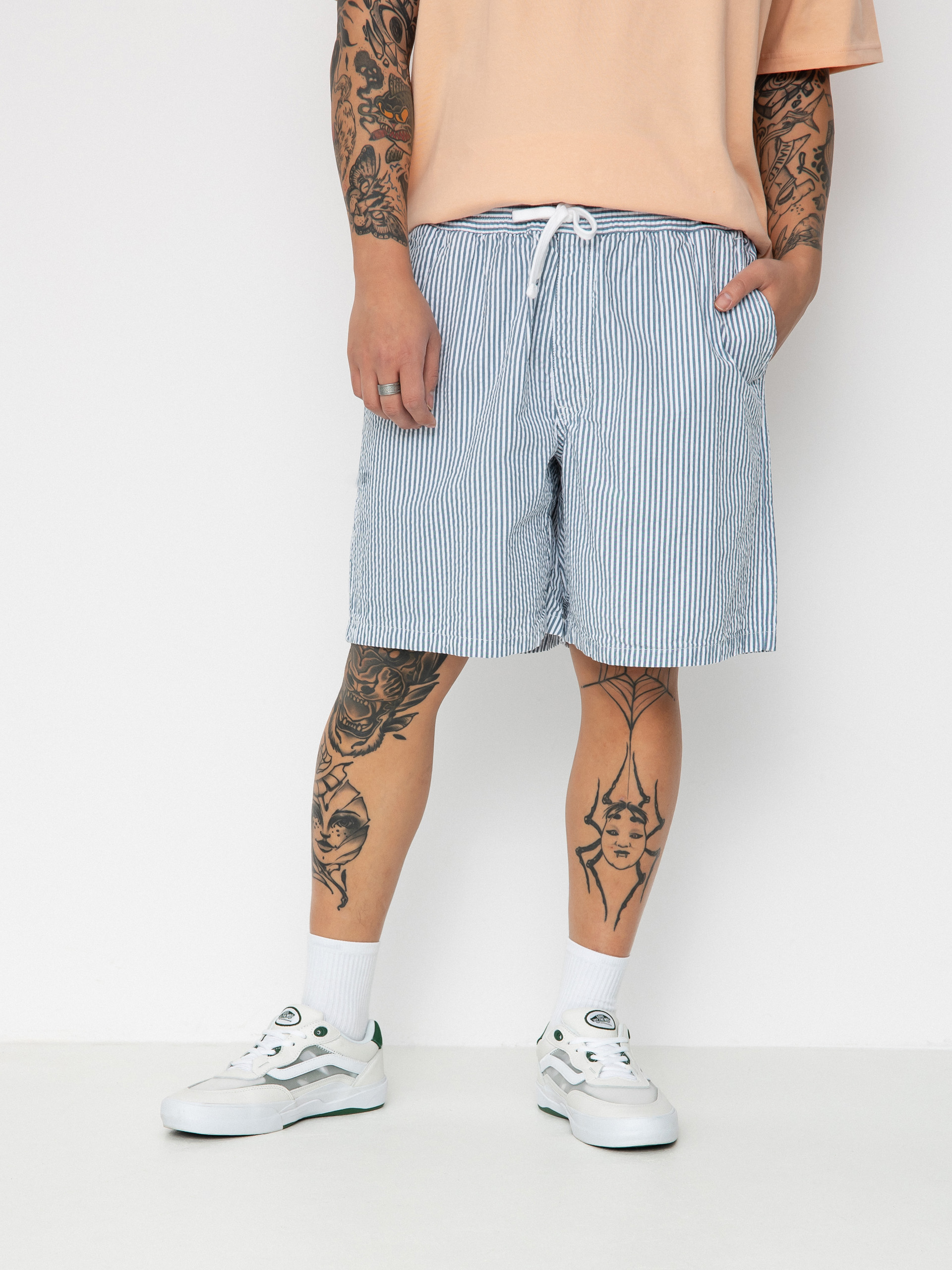 Kraťasy Vans Range Check Cord Louniwe E Waist (white/vans teal)