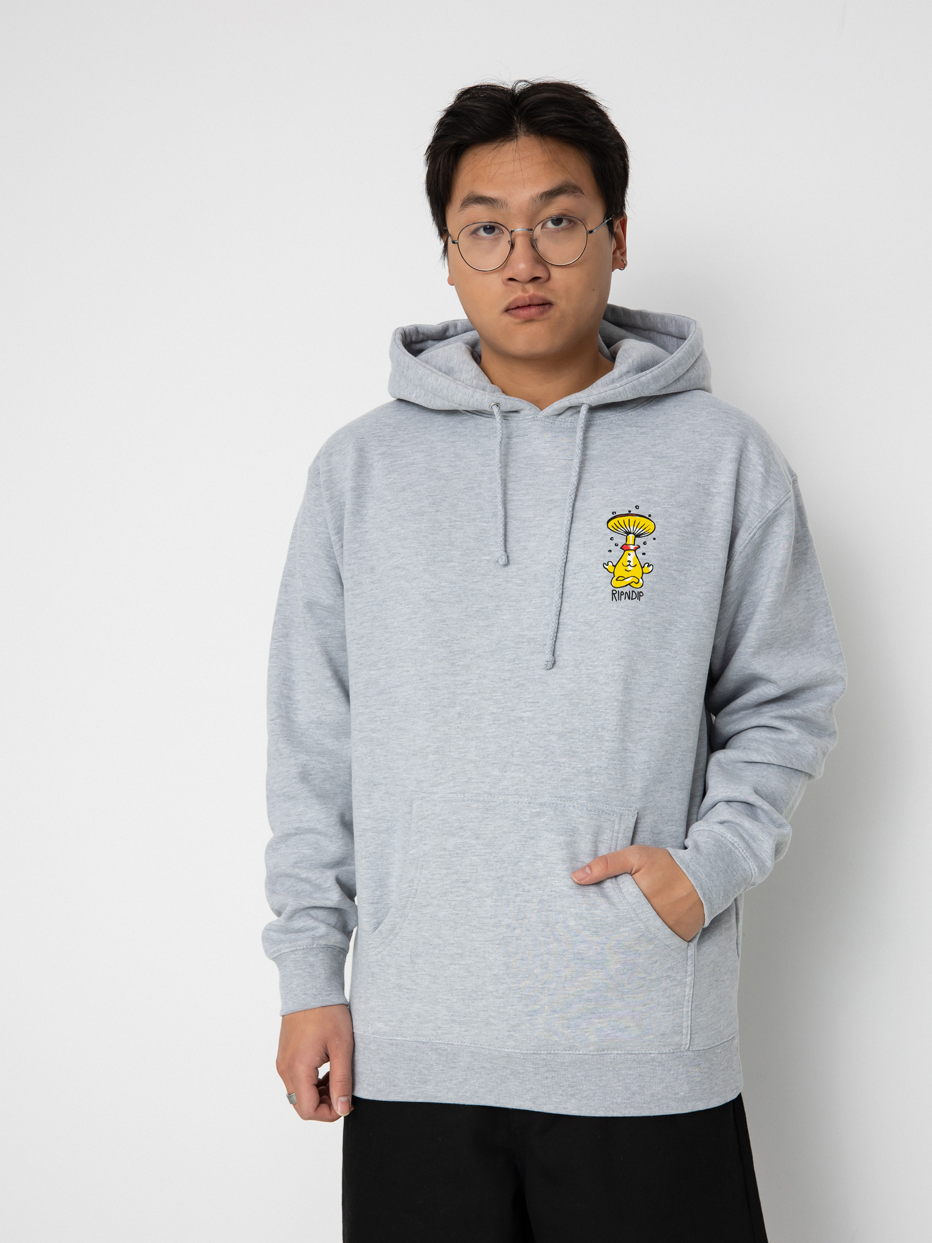 Mikina s kapucí RipNDip Know Ur Shrooms HD (ash heather)