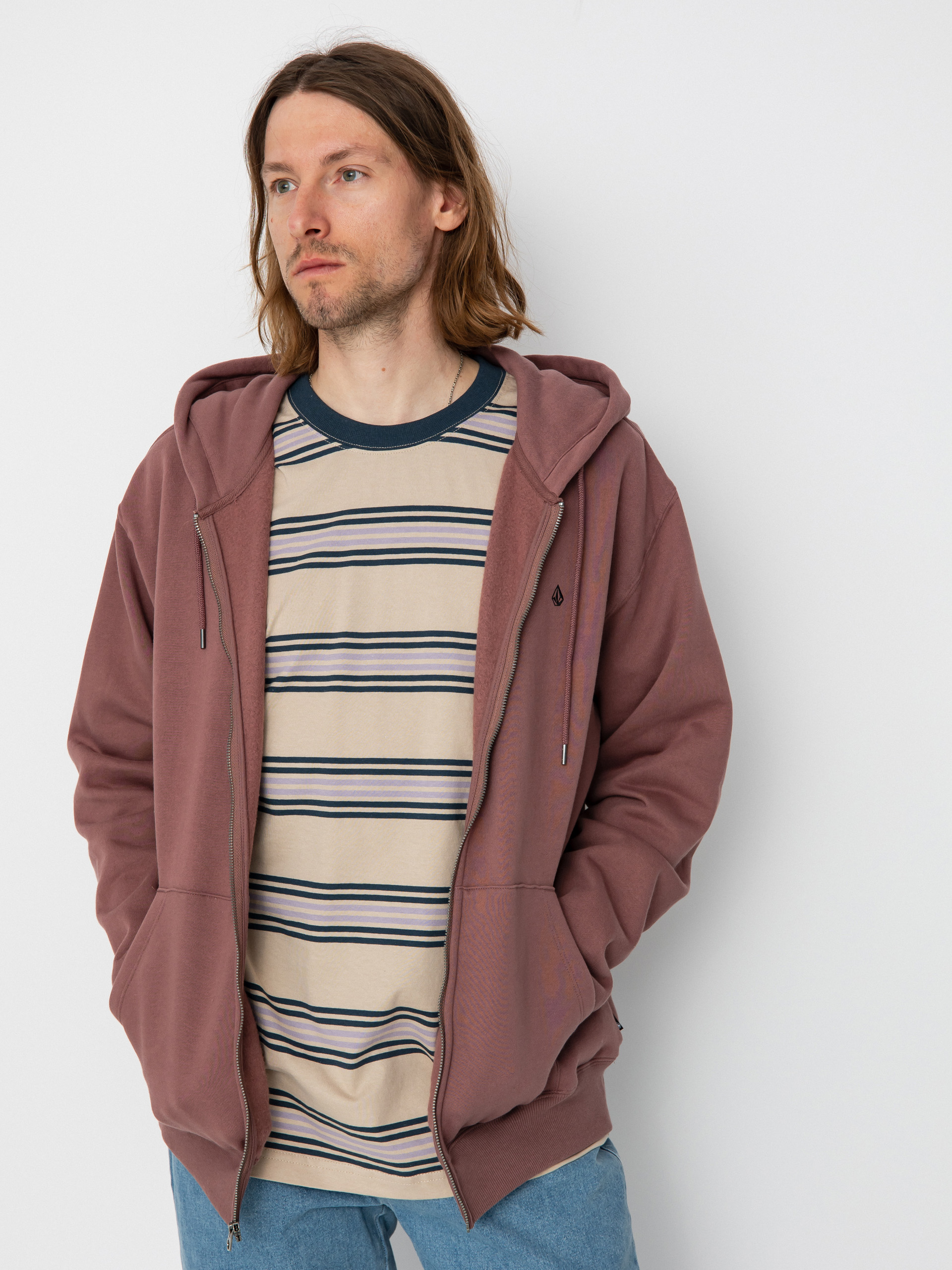 Mikina s kapucí Volcom Sngl Stn ZHD (bordeaux brown)